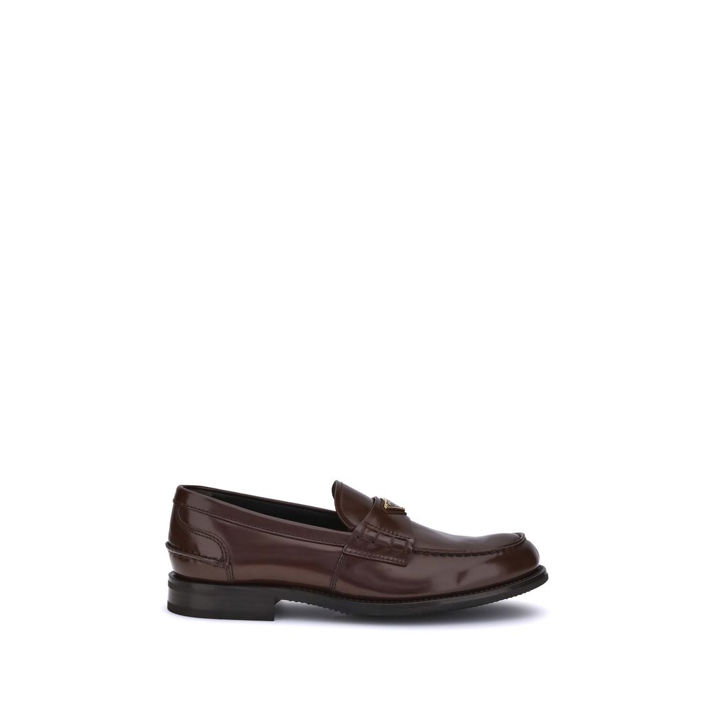 Prada Brown Calf Leather Bos Taurus Slip-On Loafers | Regal Royce