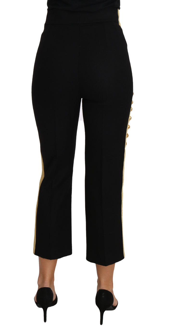 Dolce & Gabbana Military Embellished Pants Black Gold Dress Pant | Regal Royce