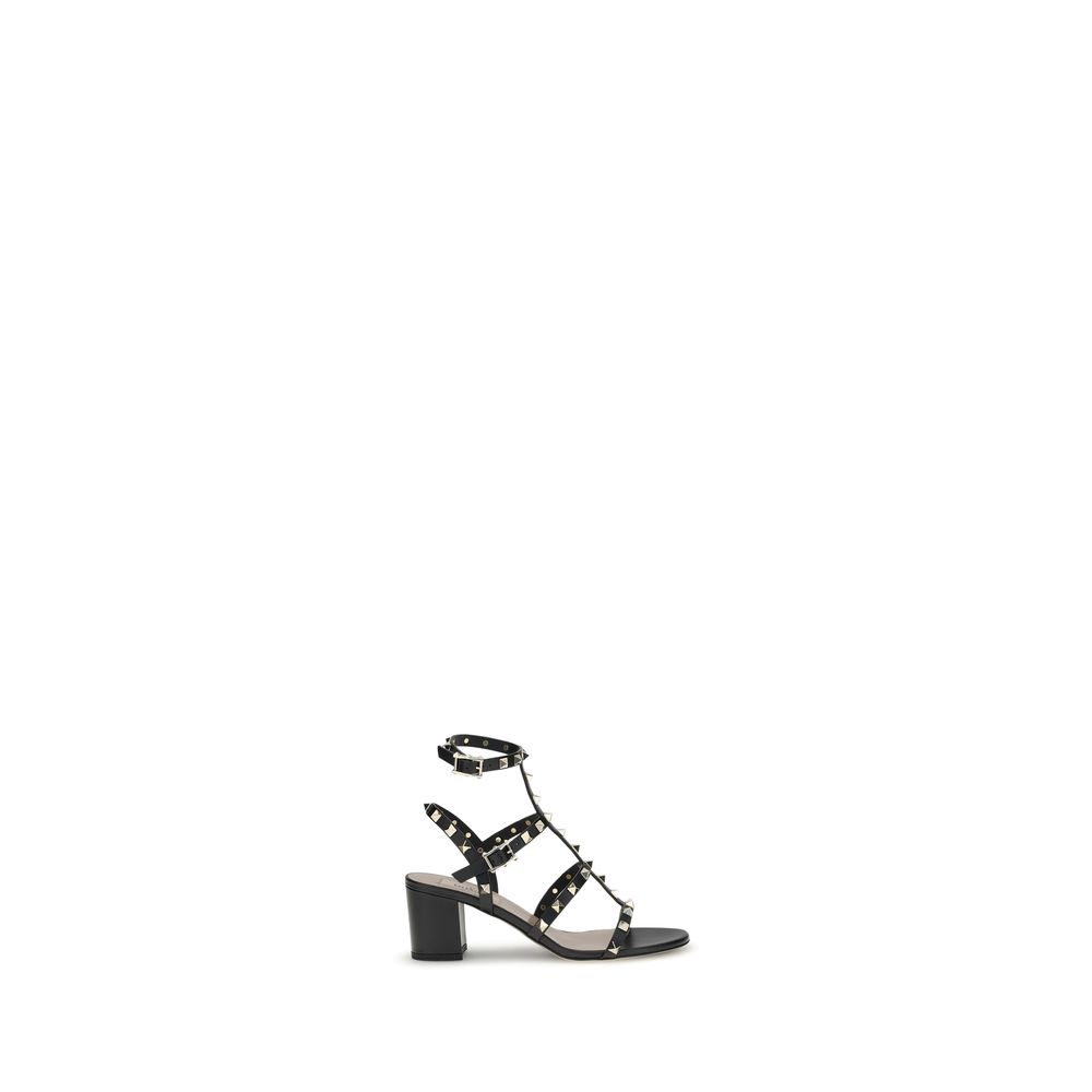 Valentino Garavani Black Calf Leather Bos Taurus Platform Sandals | Regal Royce