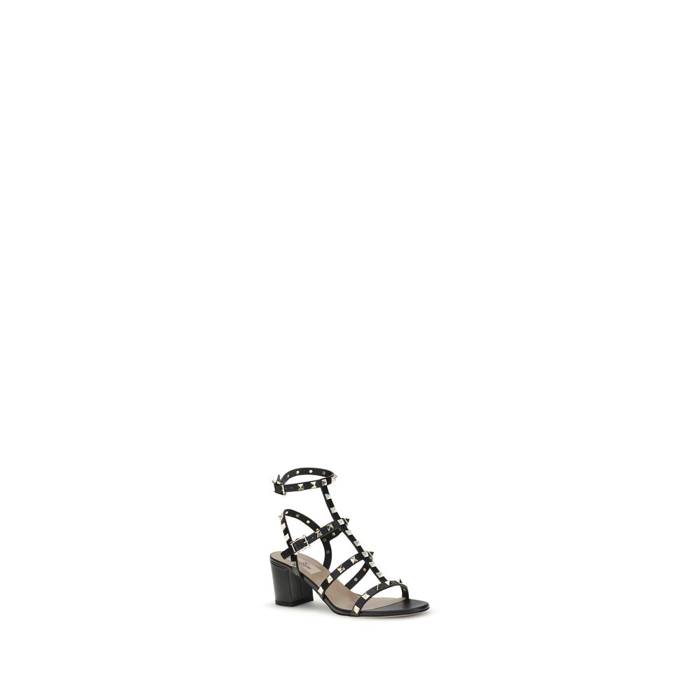 Valentino Garavani Black Calf Leather Bos Taurus Platform Sandals | Regal Royce