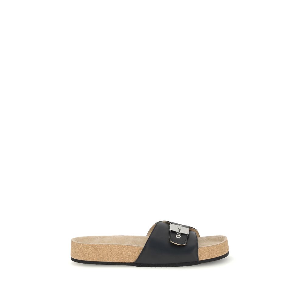 Balenciaga Black Calf Leather Bos Taurus Flat Sandals | Regal Royce