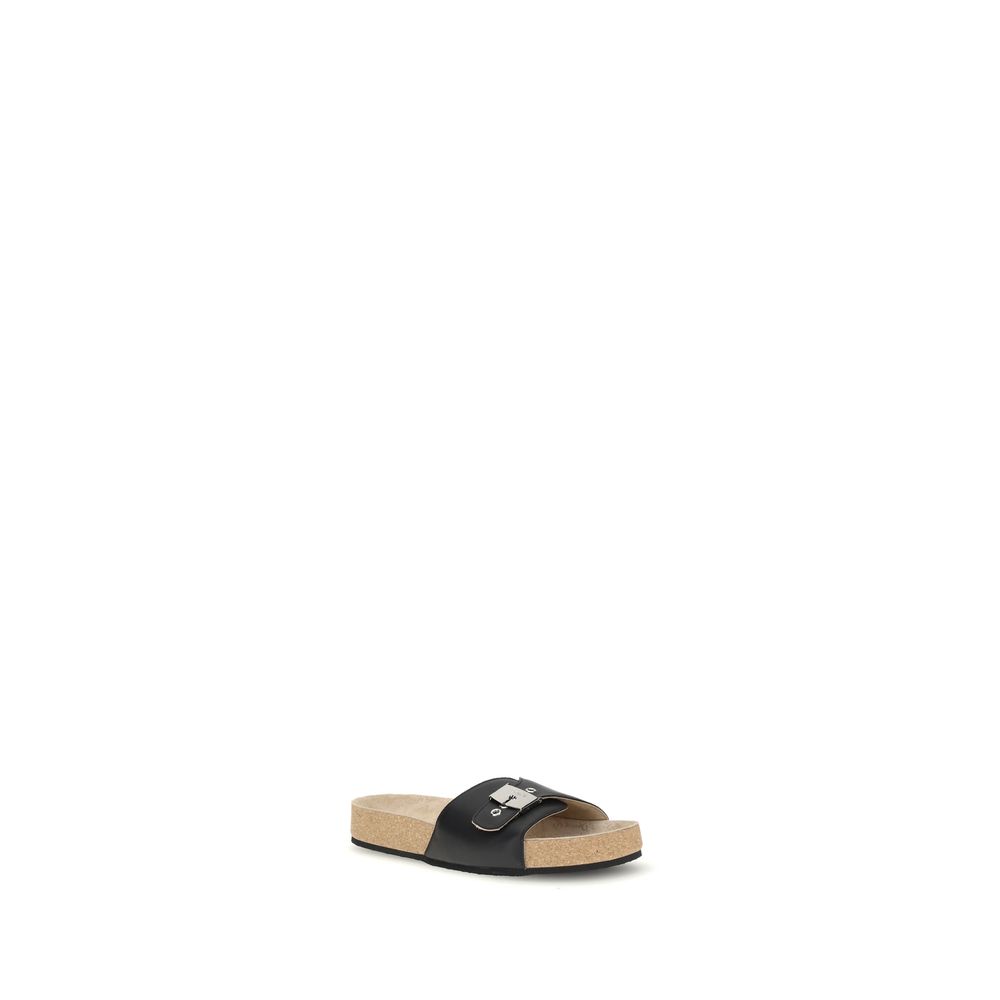 Balenciaga Black Calf Leather Bos Taurus Flat Sandals | Regal Royce