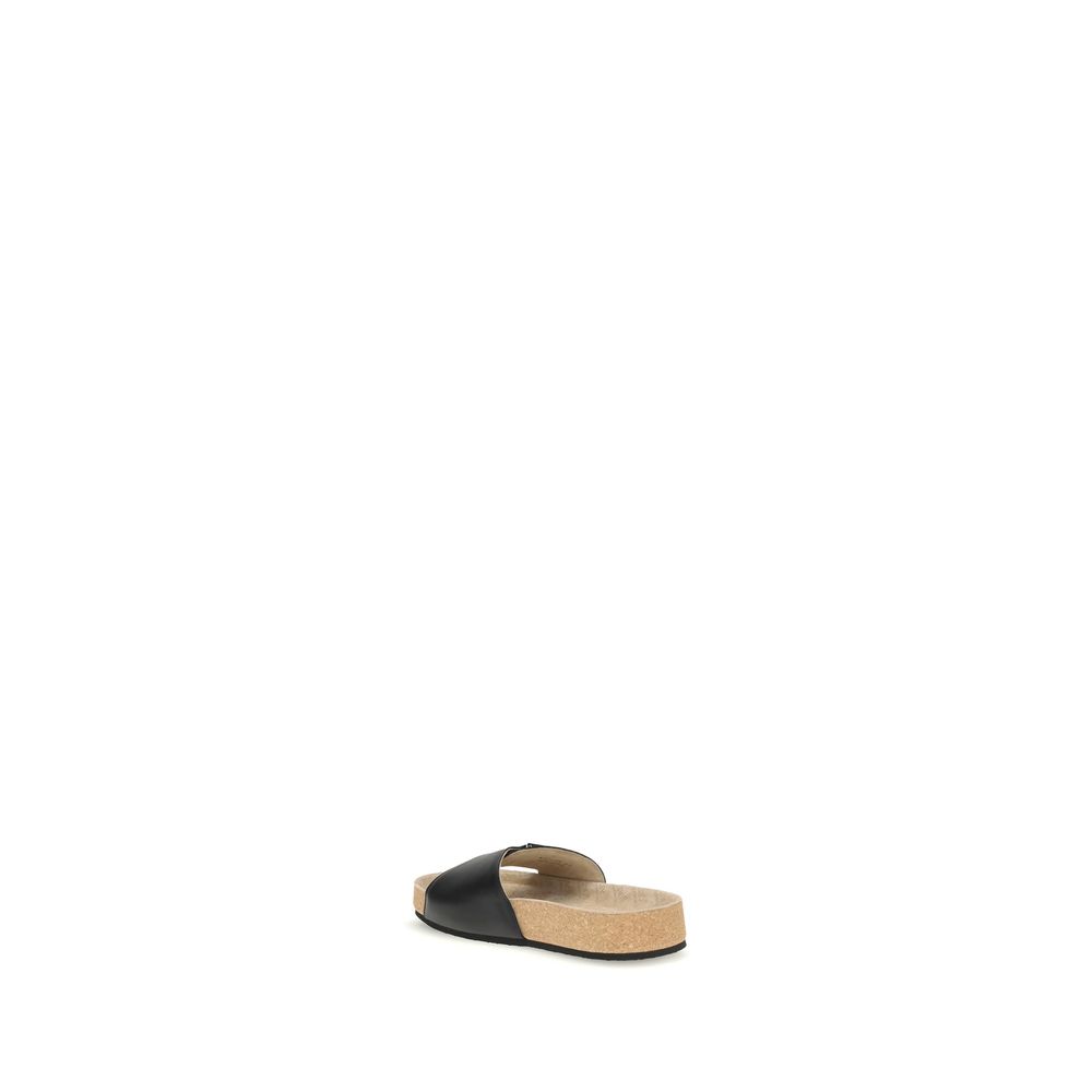 Balenciaga Black Calf Leather Bos Taurus Flat Sandals | Regal Royce