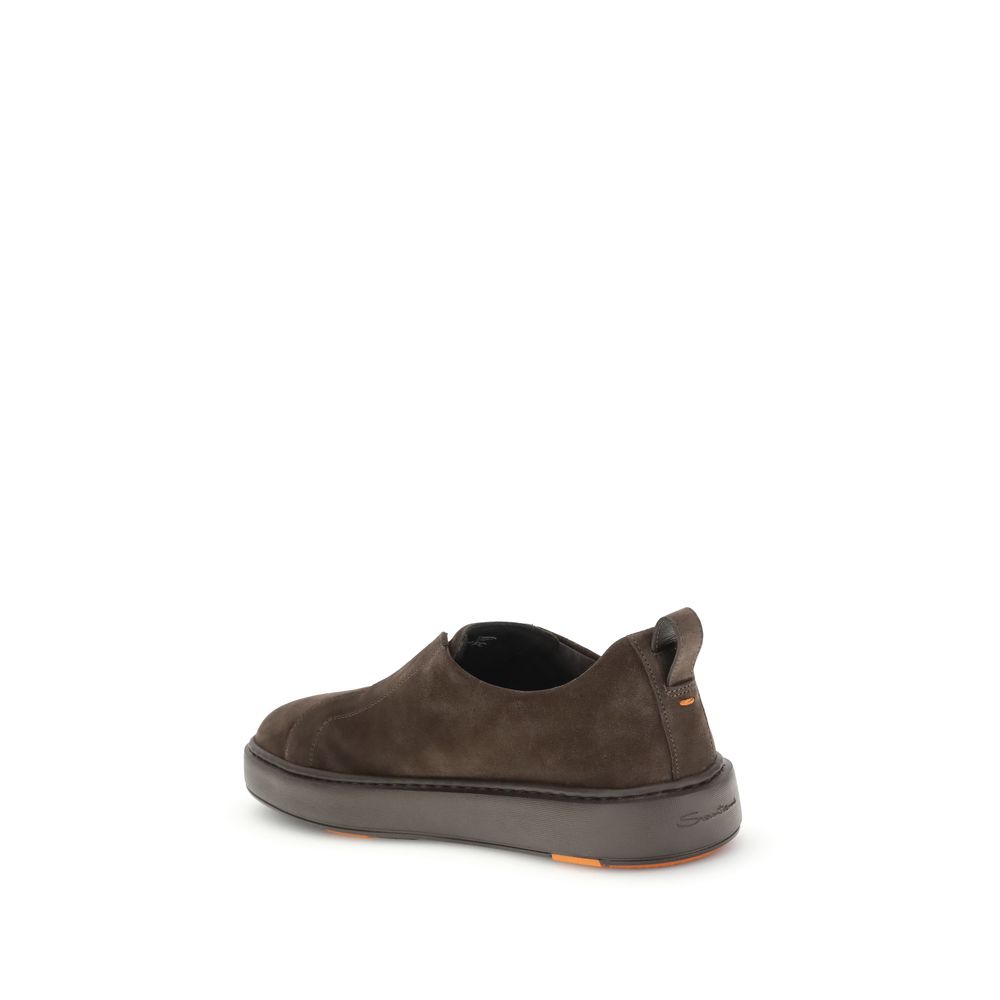 Santoni Brown Calf Leather Bos Taurus Low Top Sneakers | Regal Royce