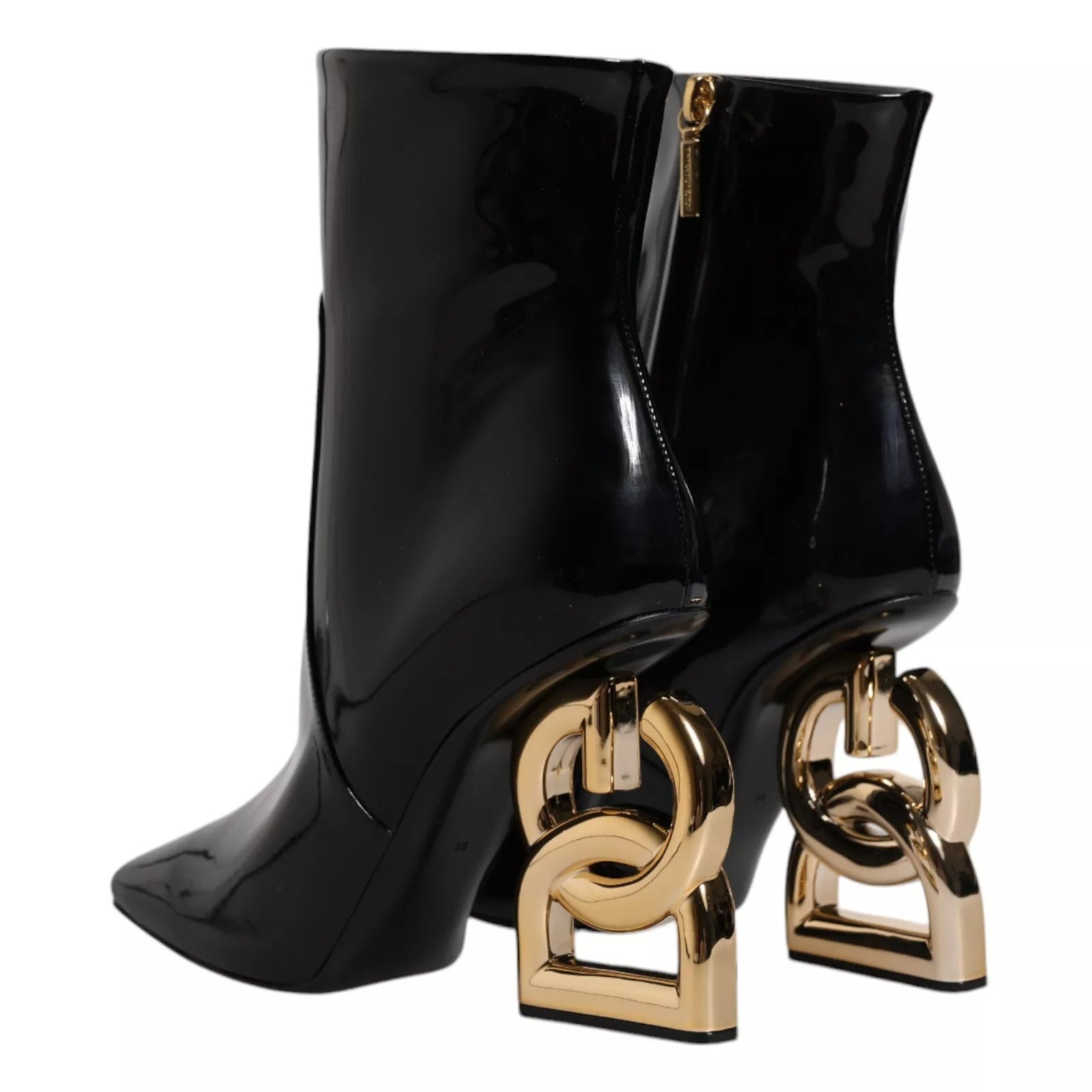 Dolce & Gabbana Black Jackie Leather Mid Calf Boots Shoes | Regal Royce