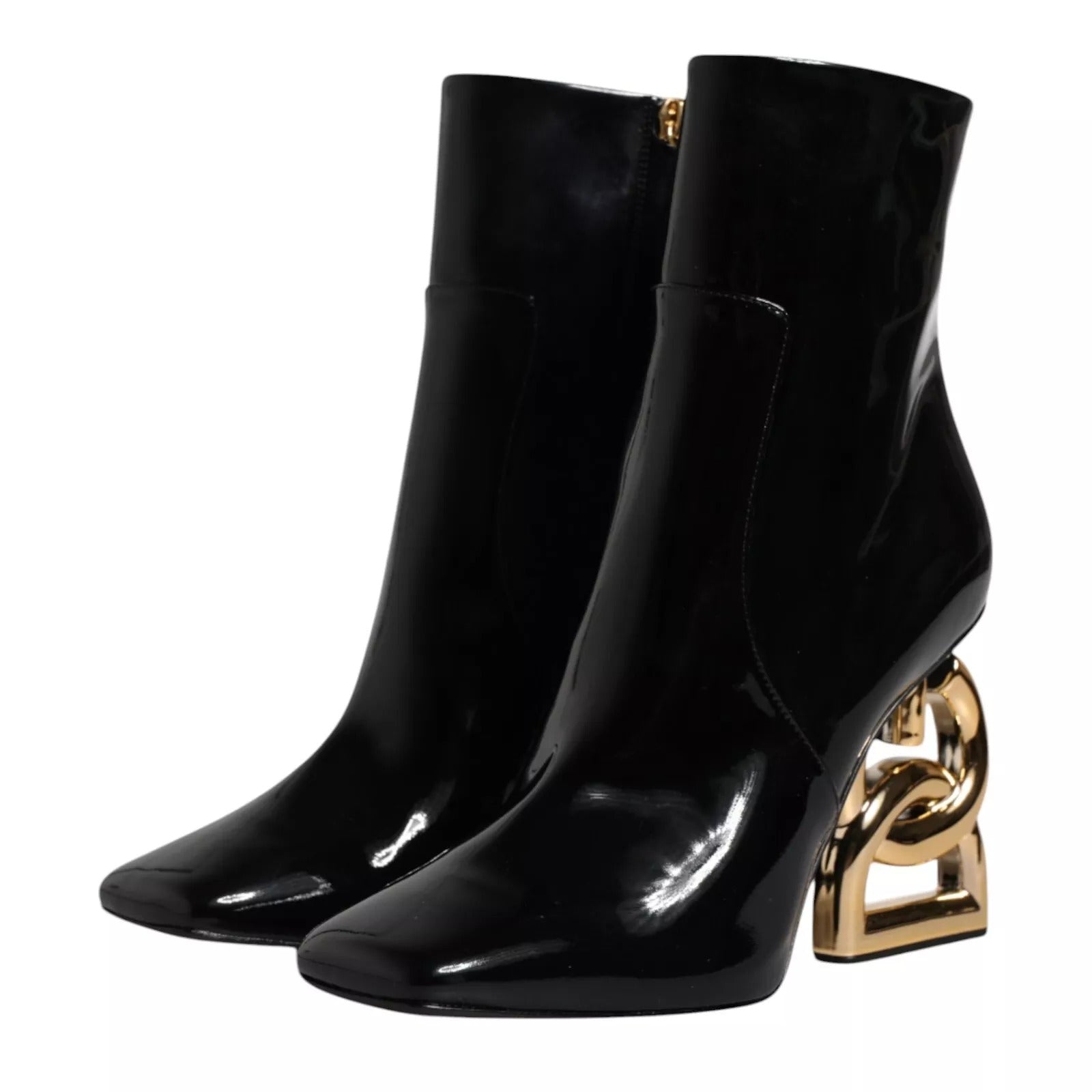 Dolce & Gabbana Black Jackie Leather Mid Calf Boots Shoes | Regal Royce
