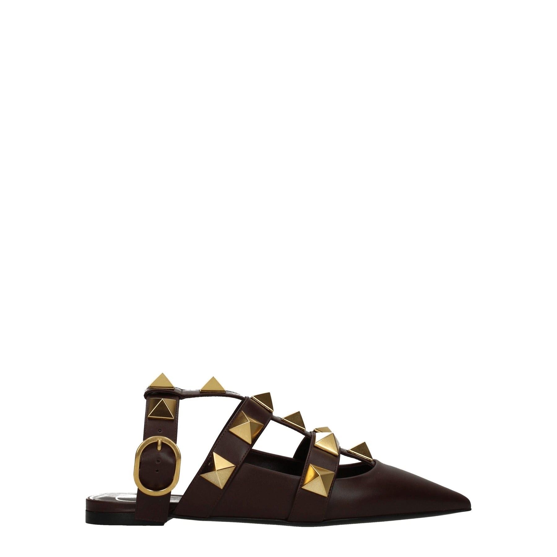 Valentino Garavani Brown Leather Flat Sandals | Regal Royce