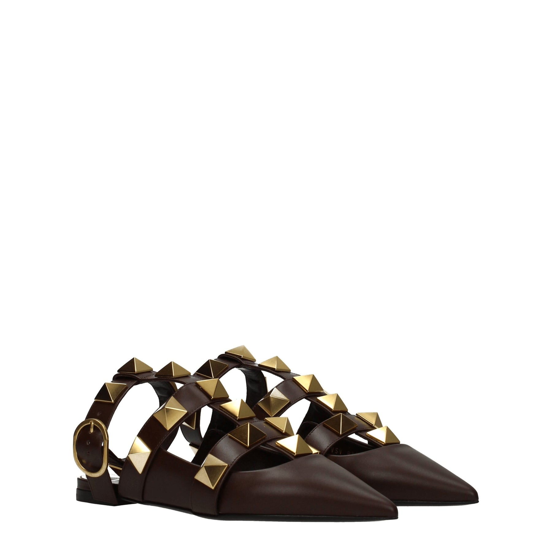 Valentino Garavani Brown Leather Flat Sandals | Regal Royce