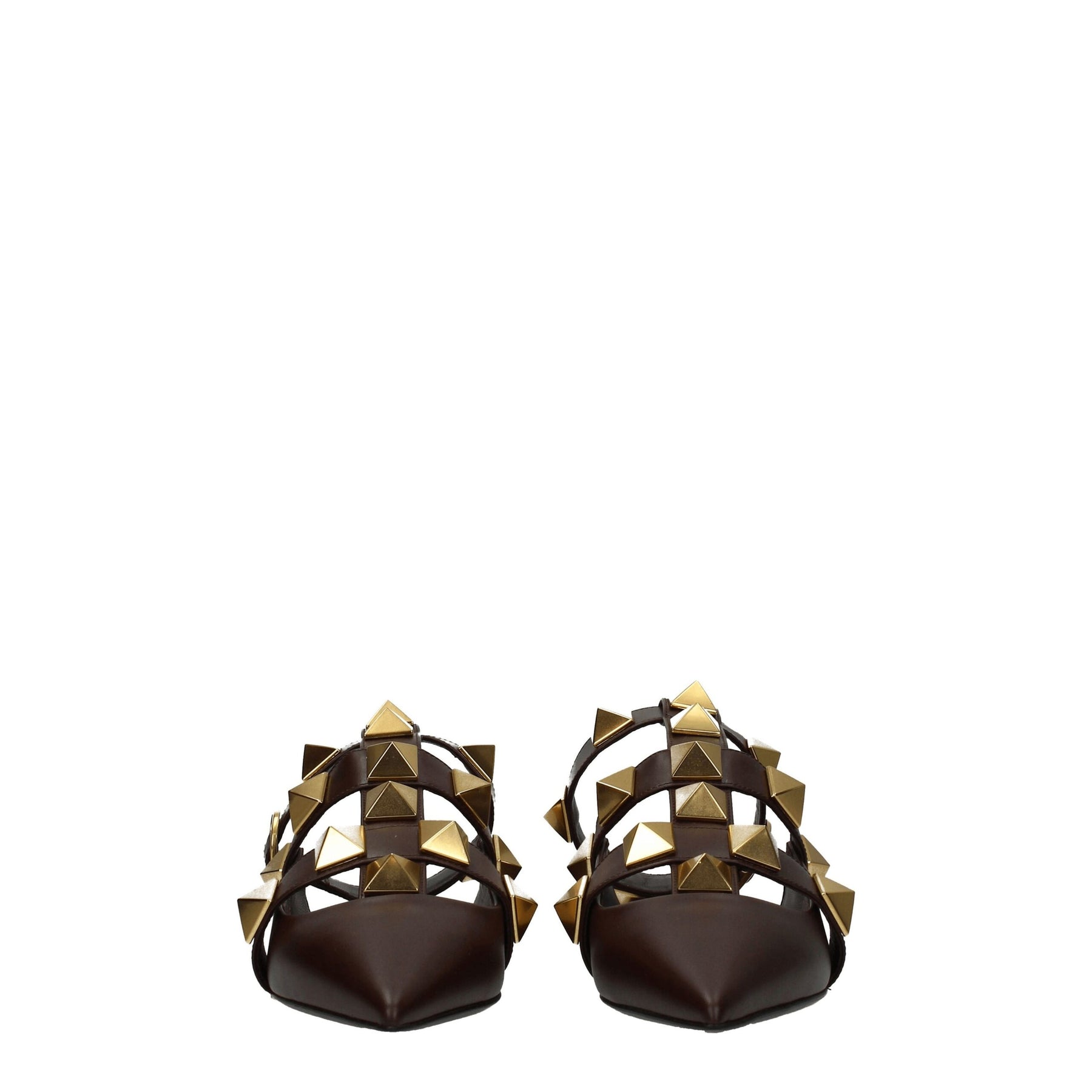 Valentino Garavani Brown Leather Flat Sandals | Regal Royce