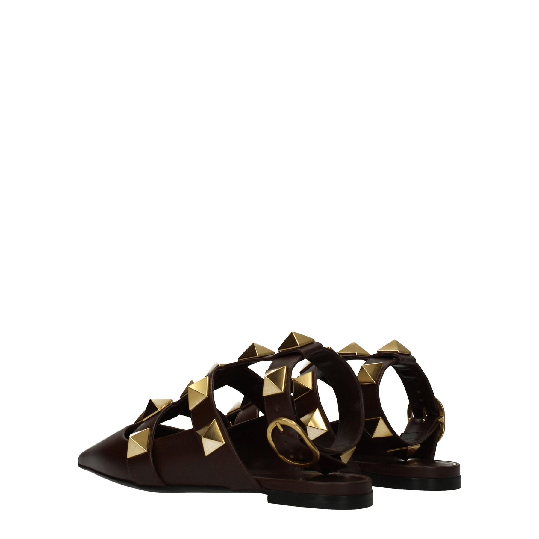 Valentino Garavani Brown Leather Flat Sandals | Regal Royce