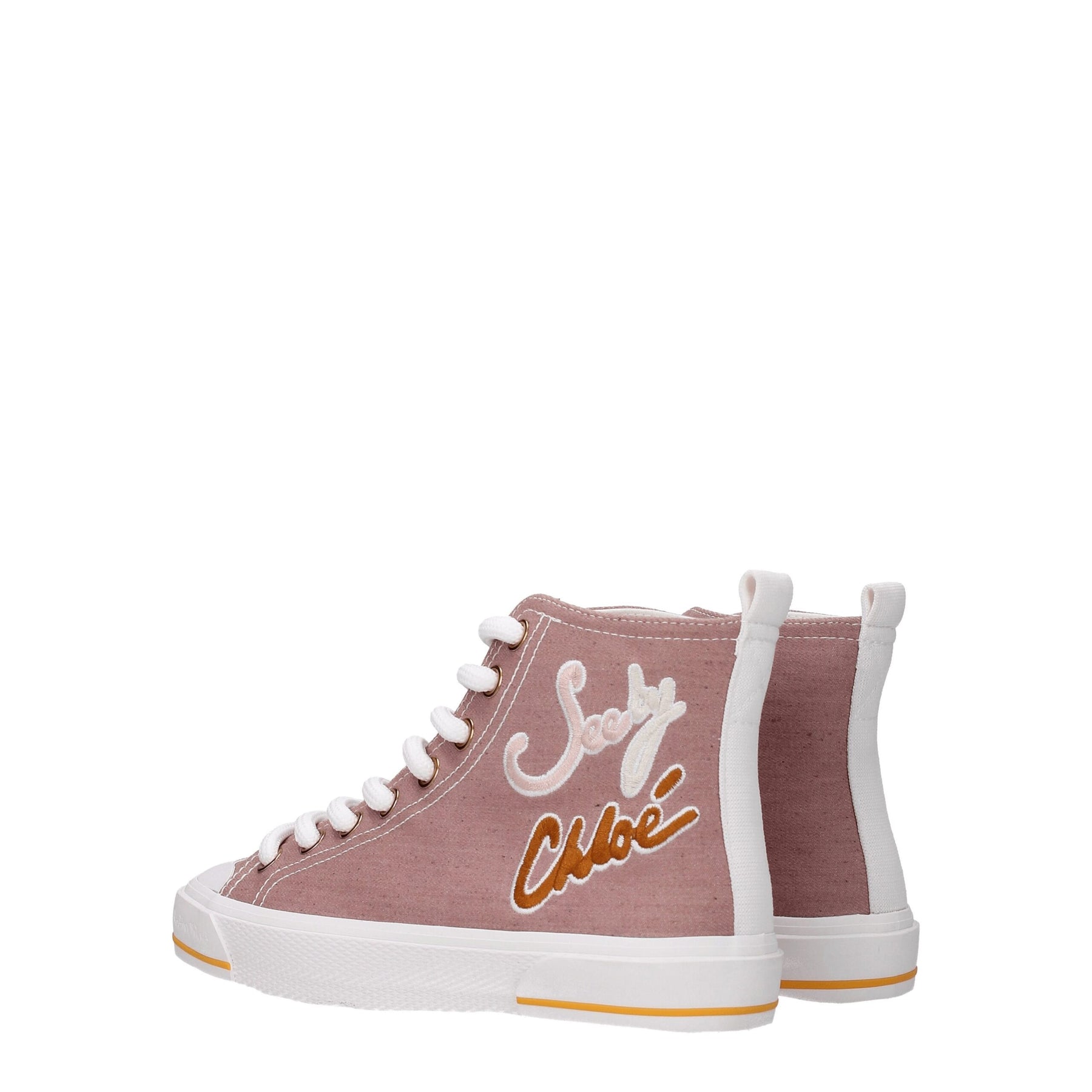 See By Chloé Pink Fabric High Top Sneakers | Regal Royce