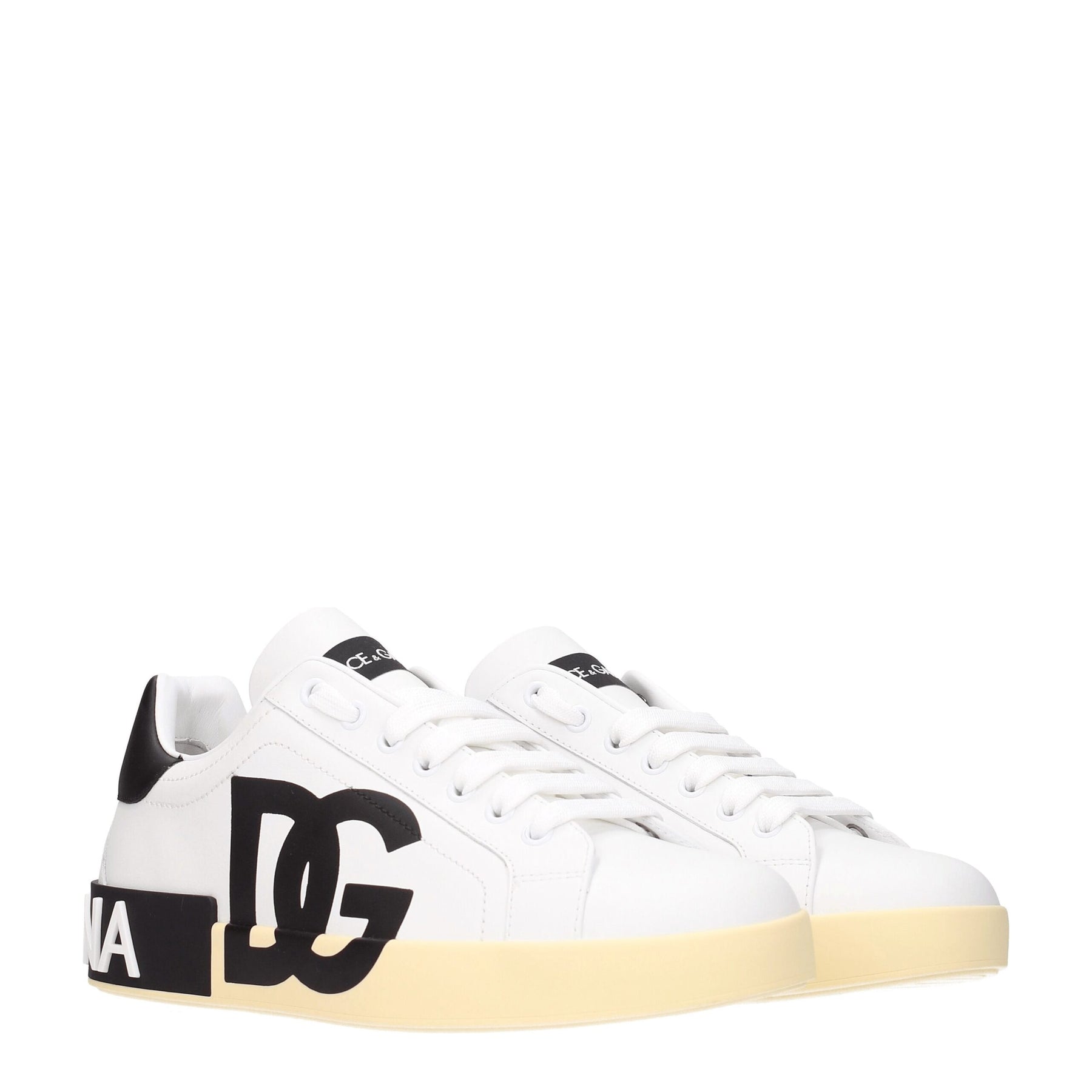Dolce & Gabbana White Leather Low Top Sneakers | Regal Royce