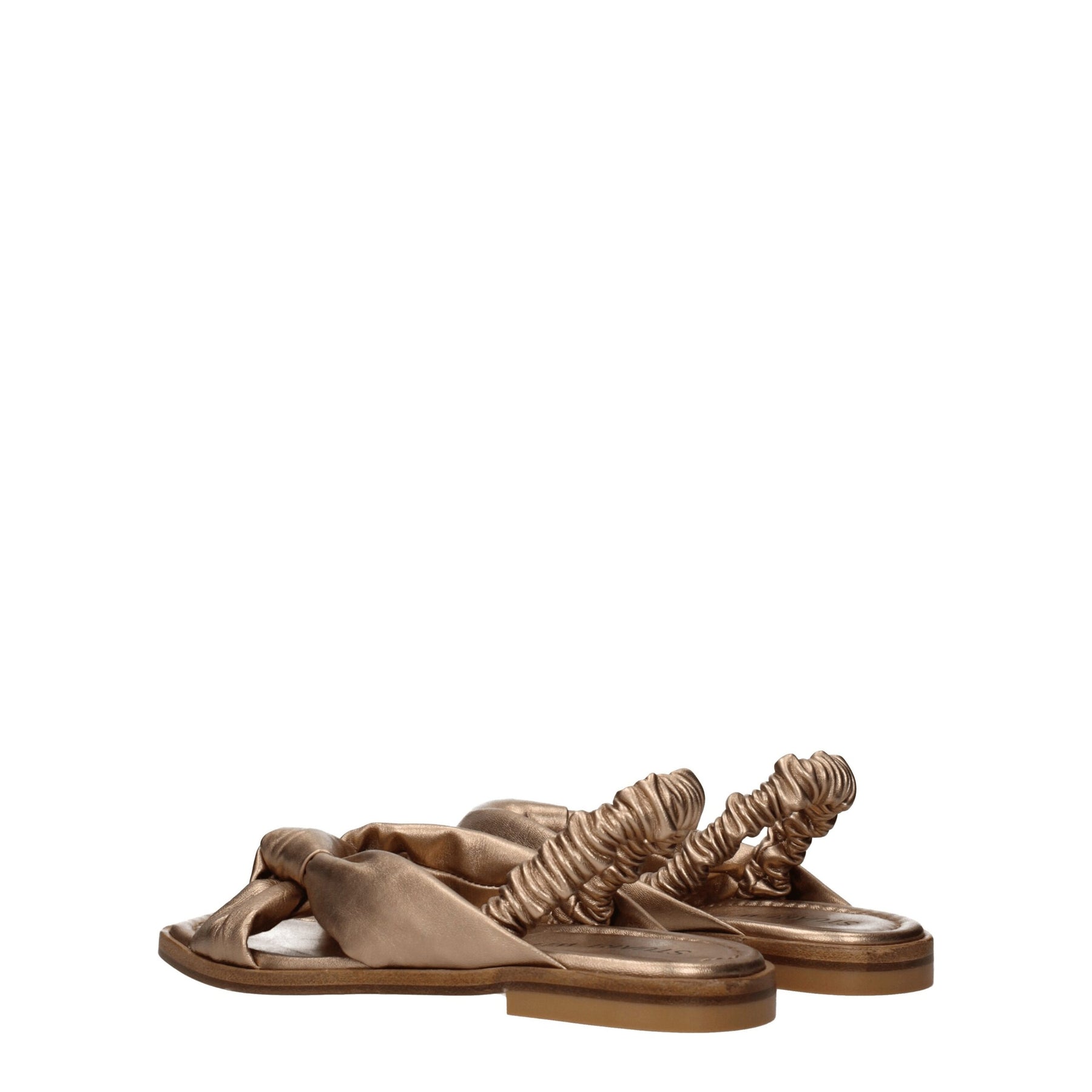 Stuart Weitzman Gold Leather Flat Sandals | Regal Royce