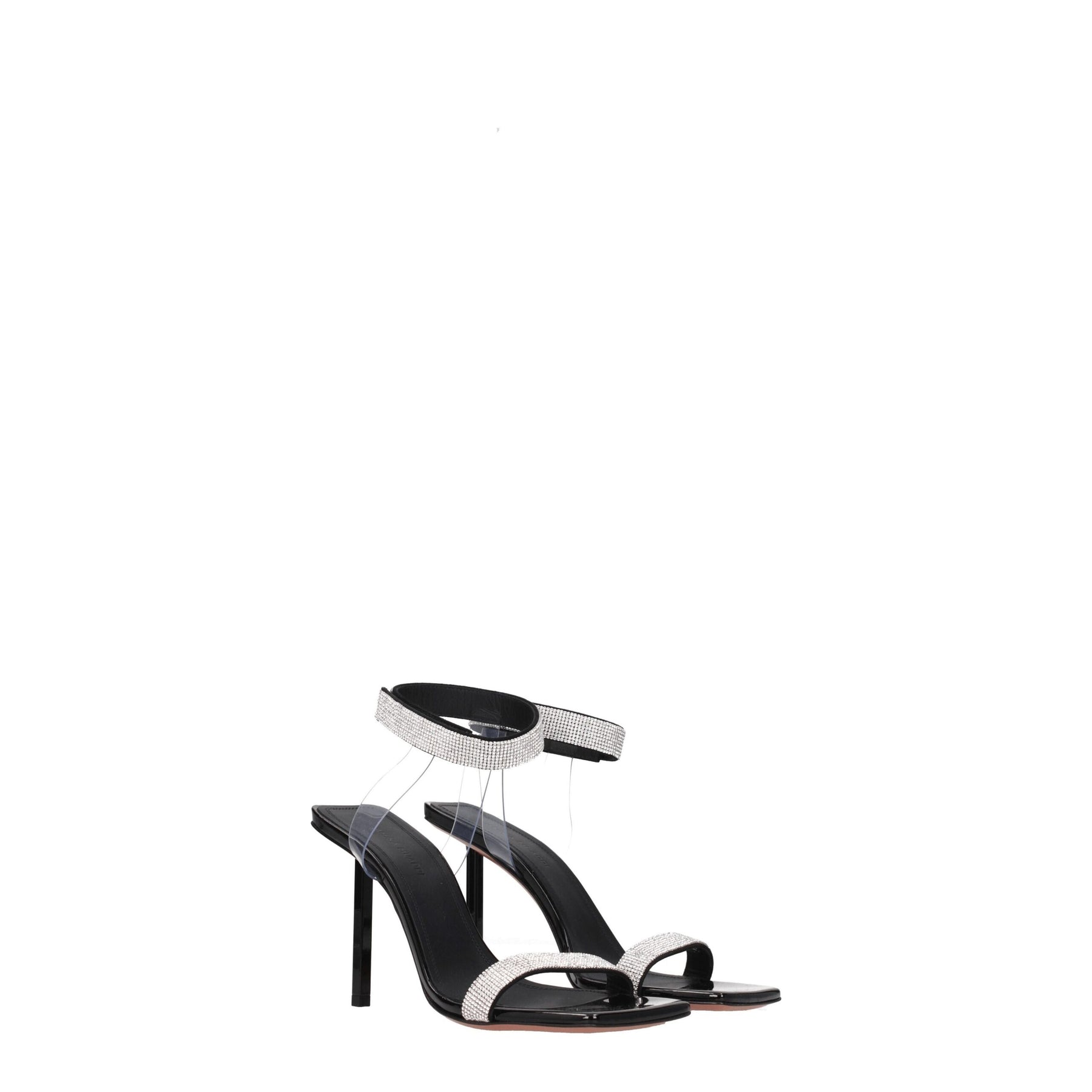 Amina Muaddi Black Crystals Stiletto Heel Sandals | Regal Royce