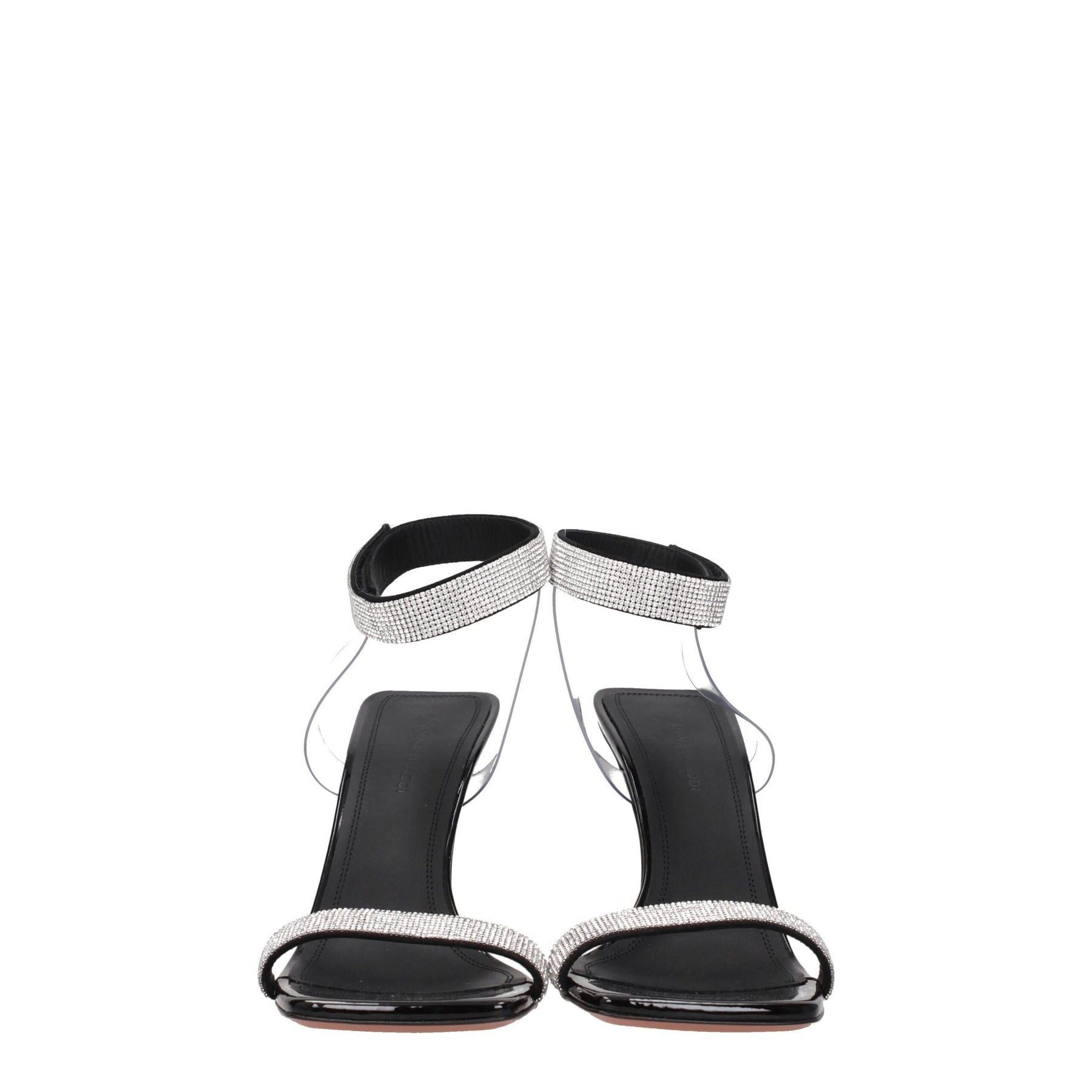 Amina Muaddi Black Crystals Stiletto Heel Sandals | Regal Royce