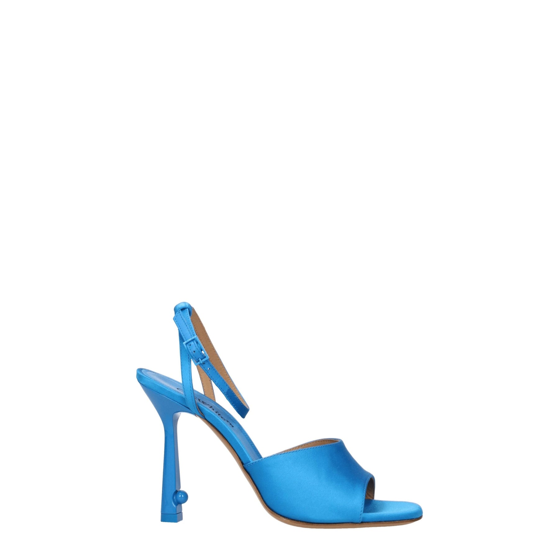 Off-White Blue Satin Stiletto Heel Sandals | Regal Royce