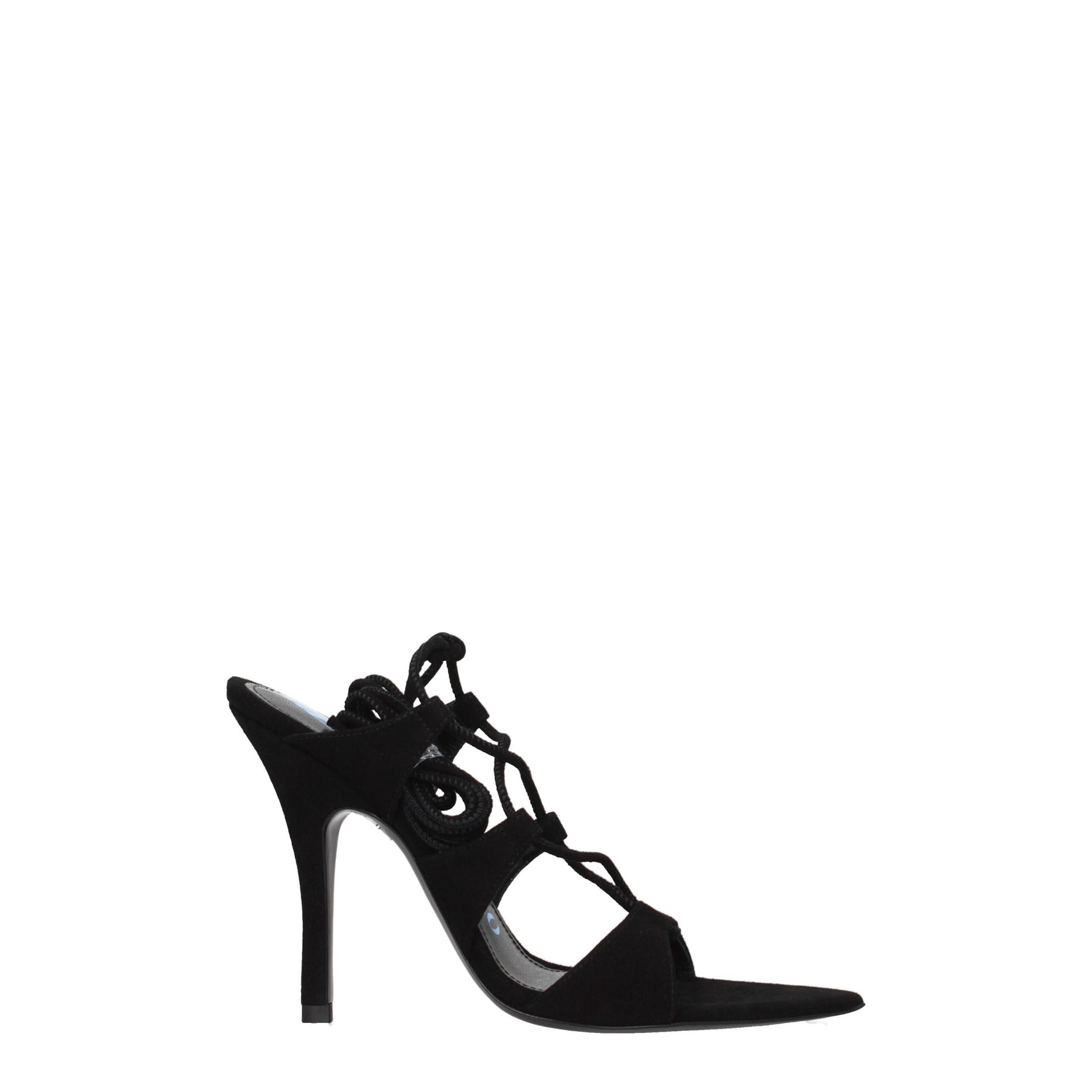 The Attico Black Leather Stiletto Heel Sandals | Regal Royce