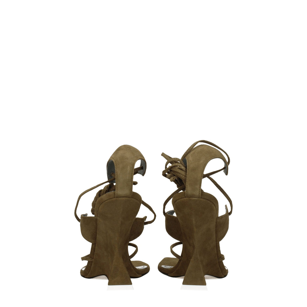 The Attico Green Leather Flip-Flop Sandals