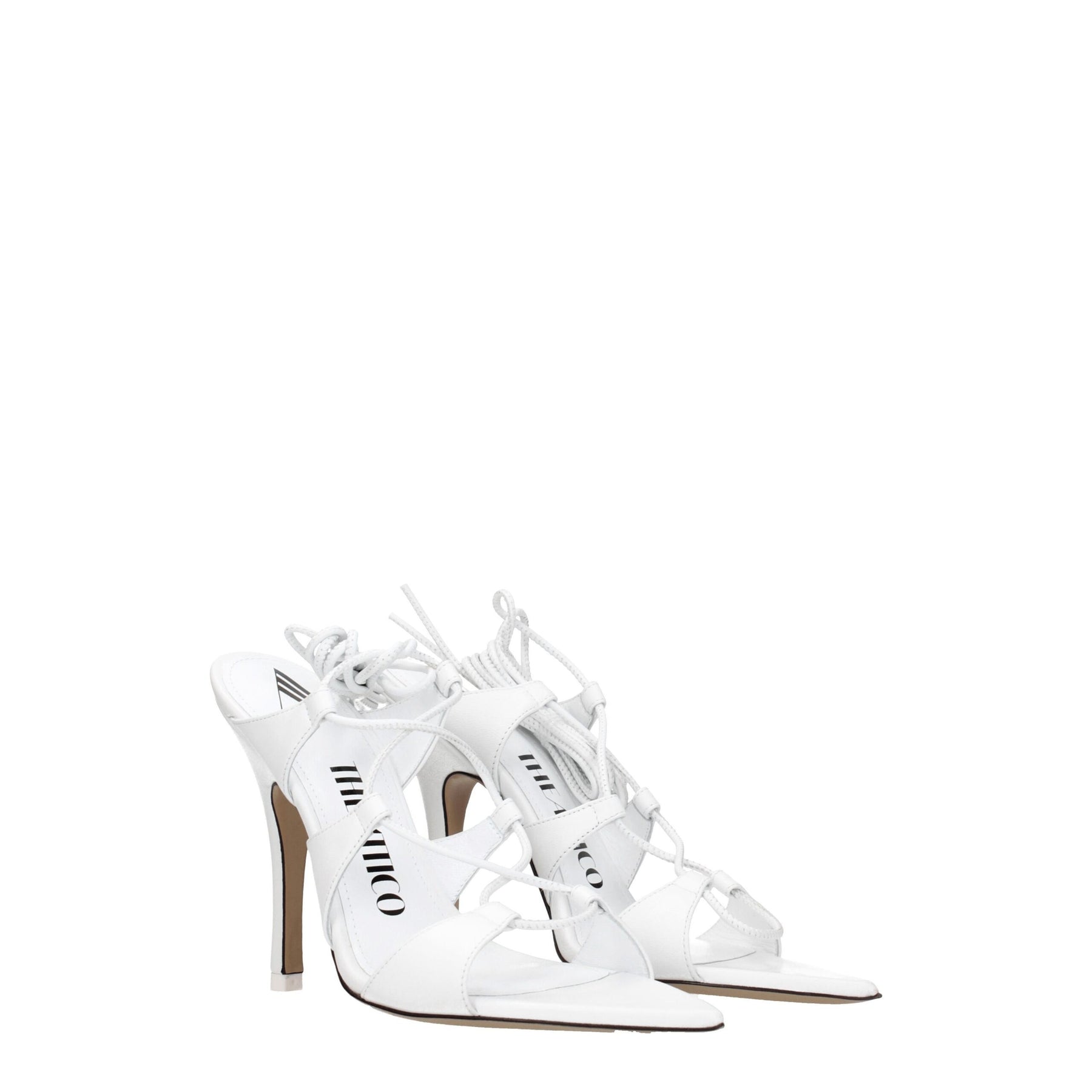 The Attico White Leather Stiletto Heel Sandals | Regal Royce