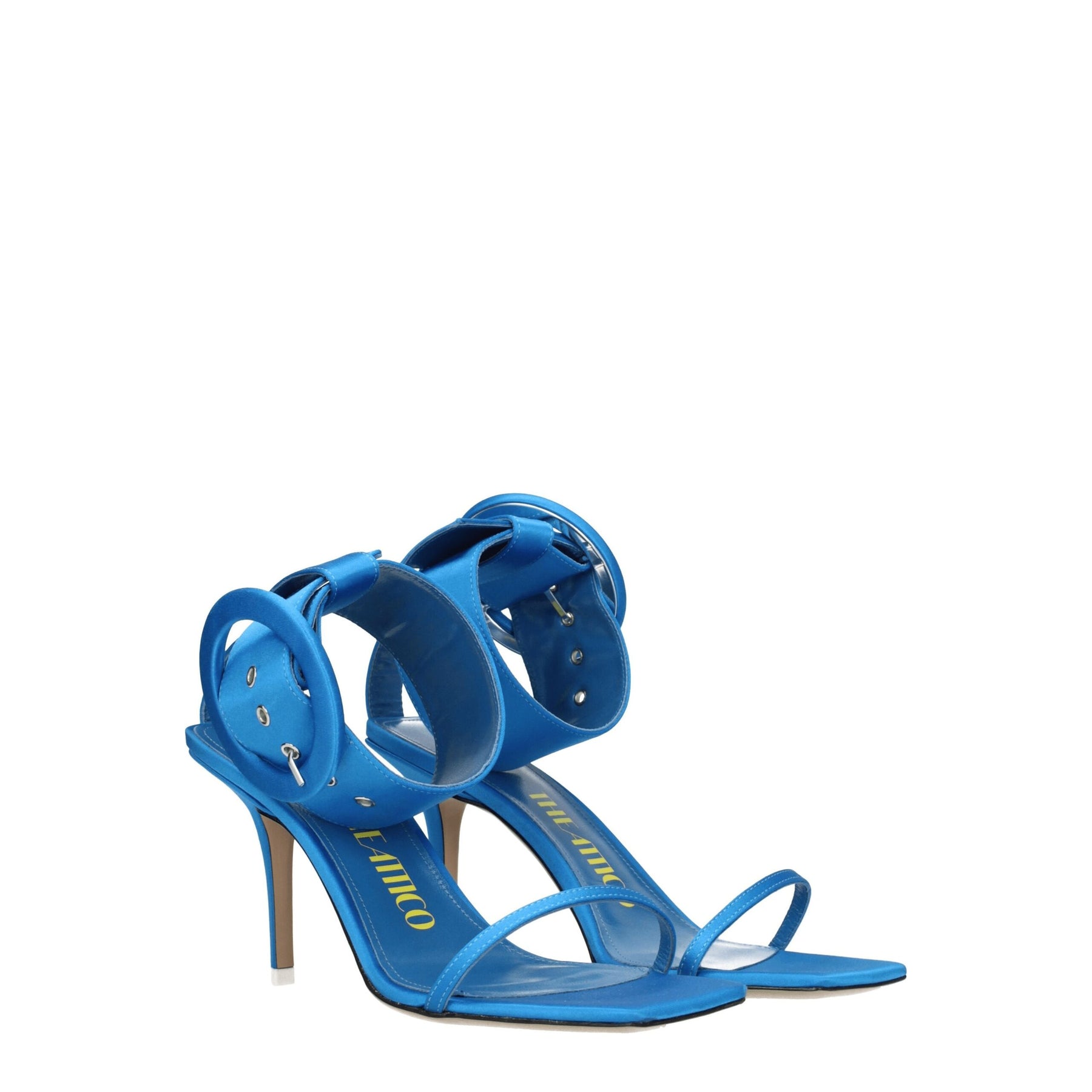 The Attico Light Blue Satin Stiletto Heel Sandals | Regal Royce