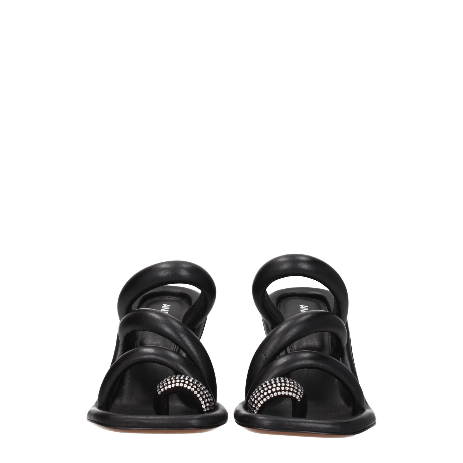Ambush Black Leather Stiletto Heel Sandals | Regal Royce