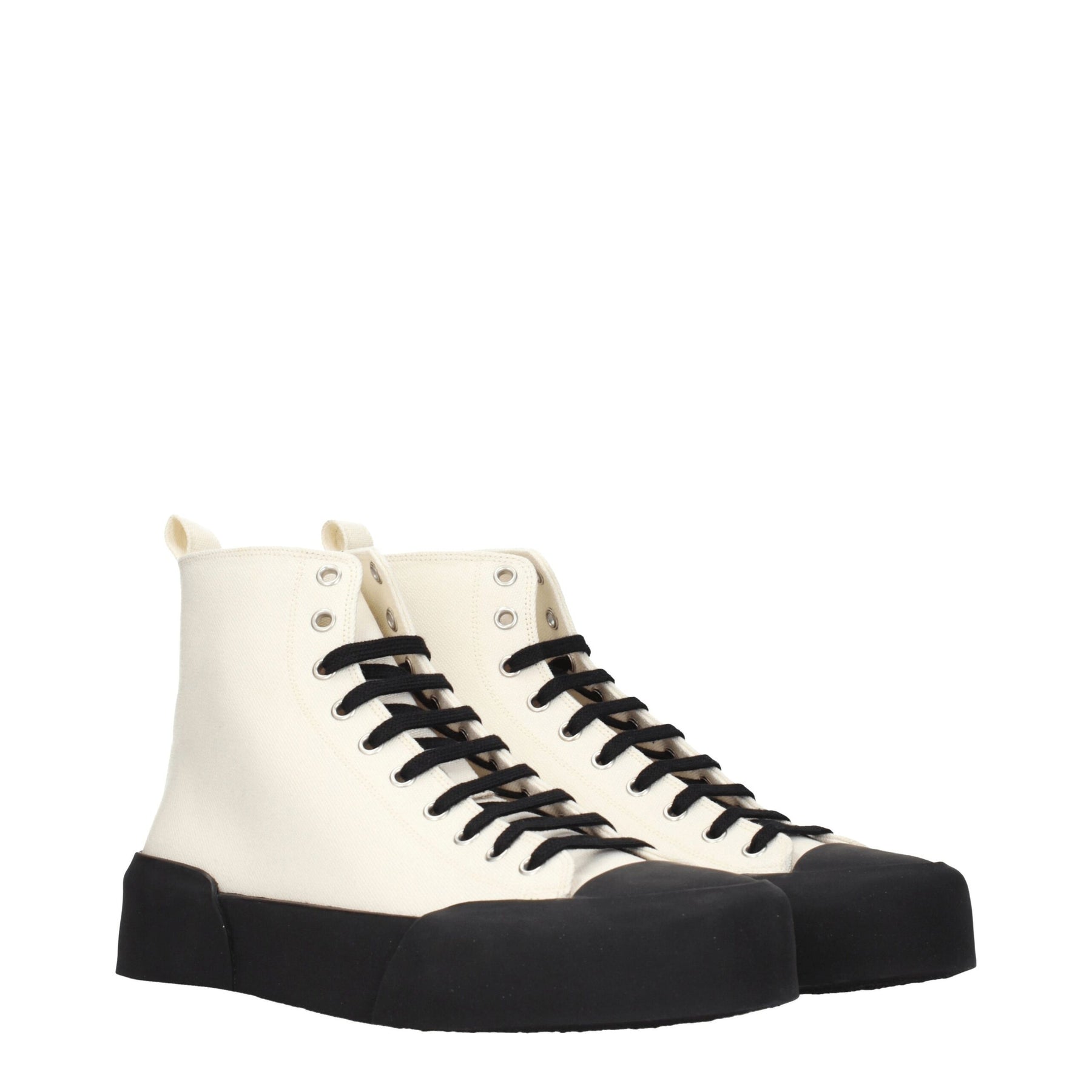 Jil Sander Beige Fabric High Top Sneakers | Regal Royce