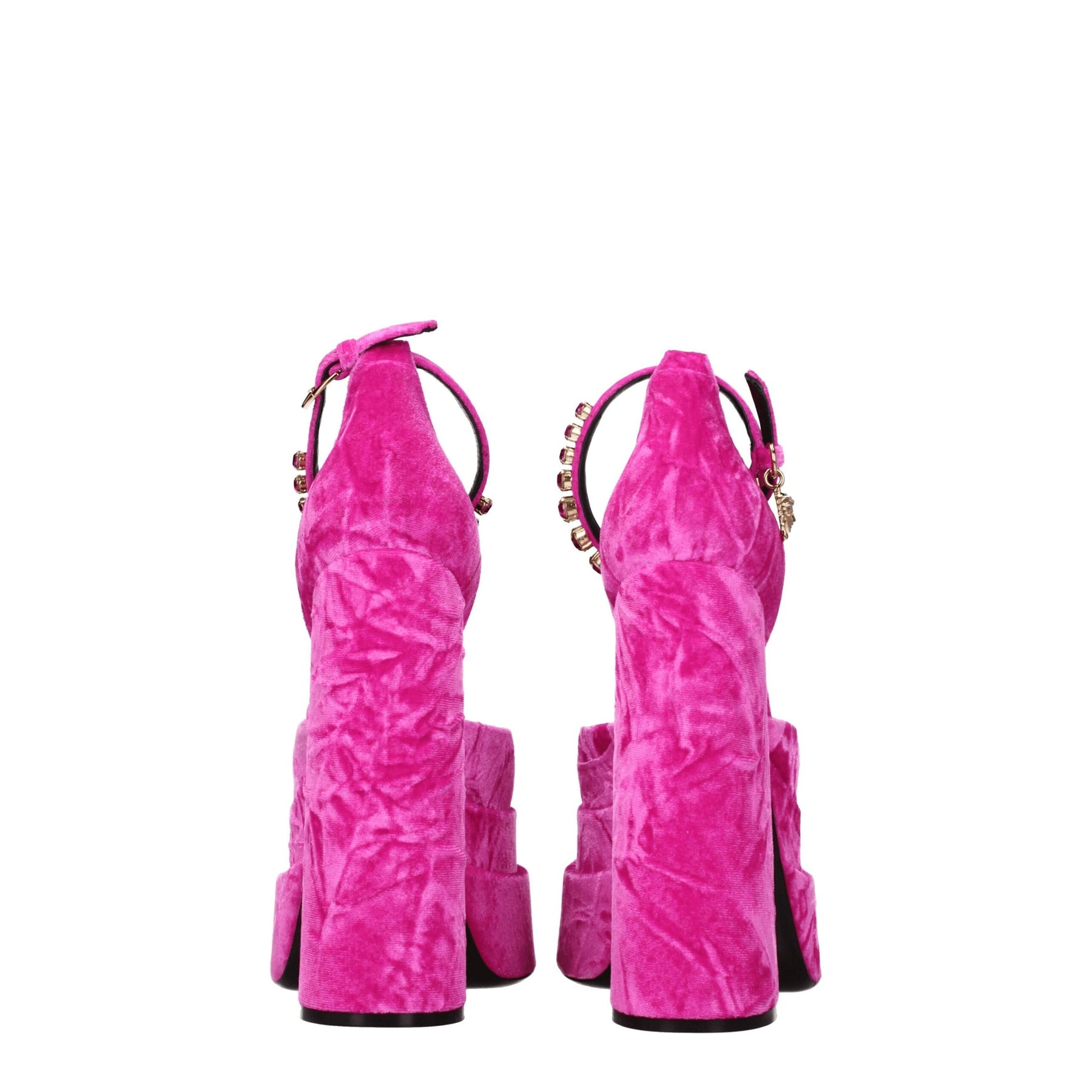 Versace Pink Velvet Platform Sandals | Regal Royce