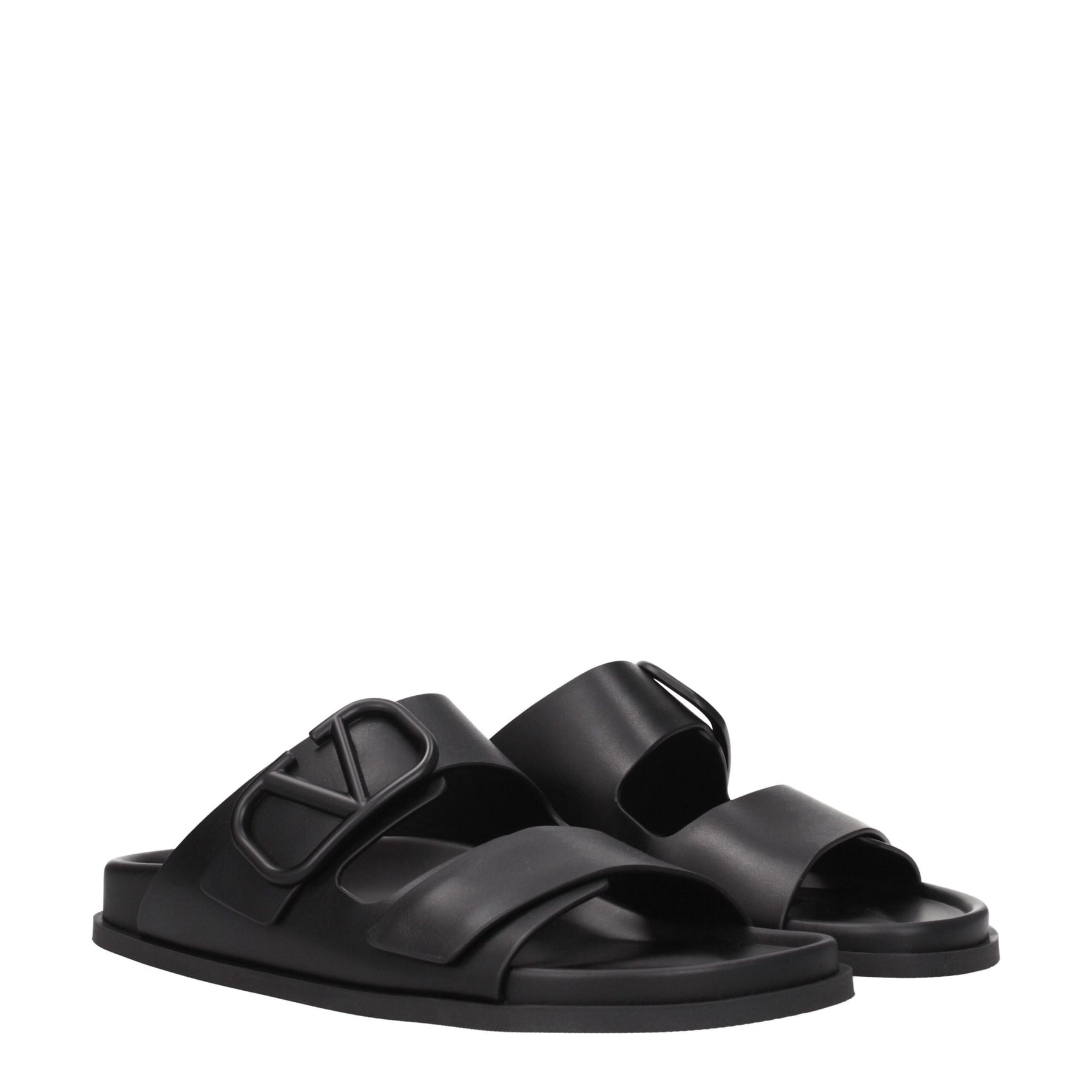 Valentino Garavani Black Leather Slippers | Regal Royce