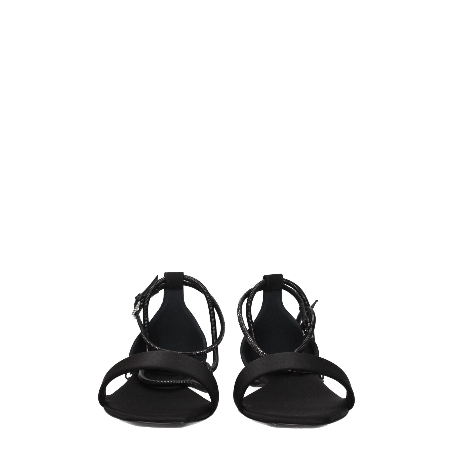 Max Mara Black Satin Flat Sandals | Regal Royce