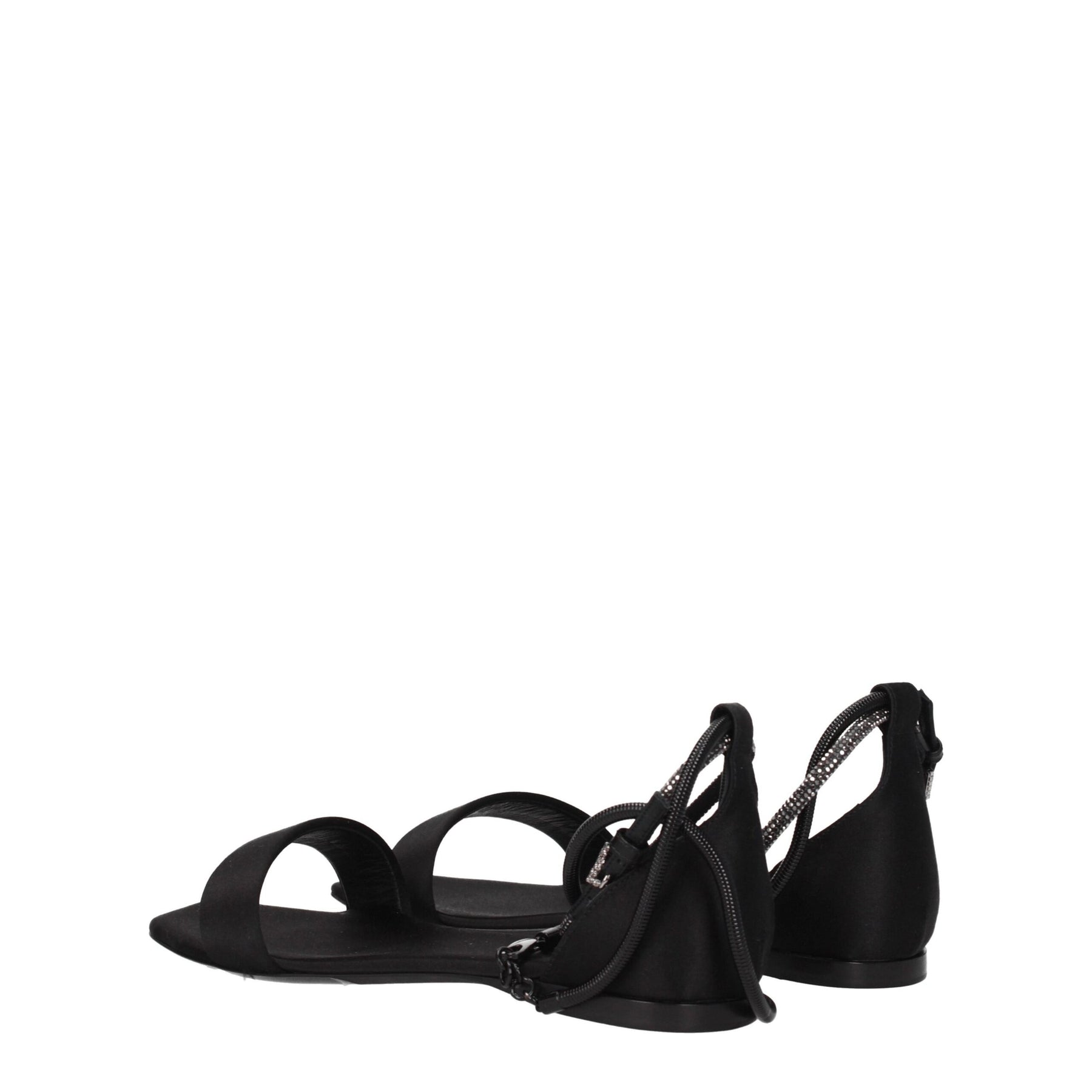 Max Mara Black Satin Flat Sandals | Regal Royce