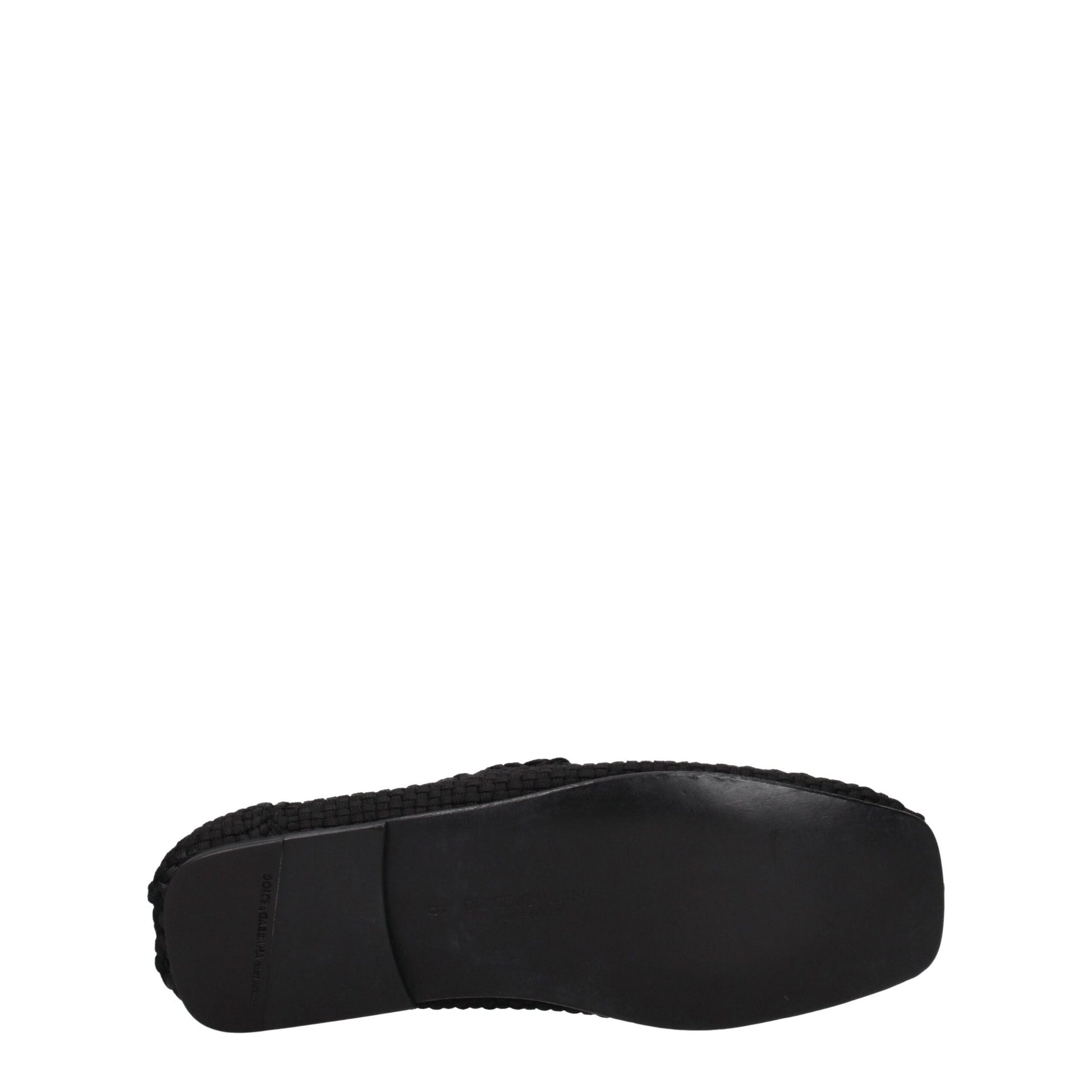 Dolce & Gabbana Black Fabric Slip-On Loafers