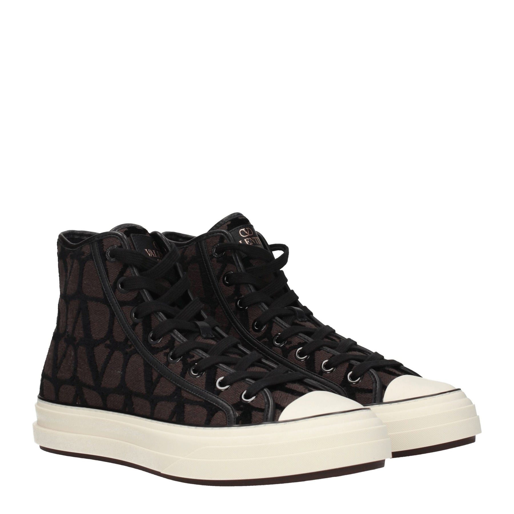 Valentino Garavani Brown Fabric High Top Sneakers | Regal Royce