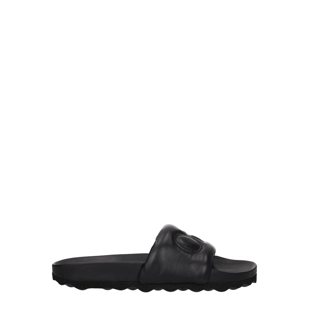 Off-White Black Leather Slippers