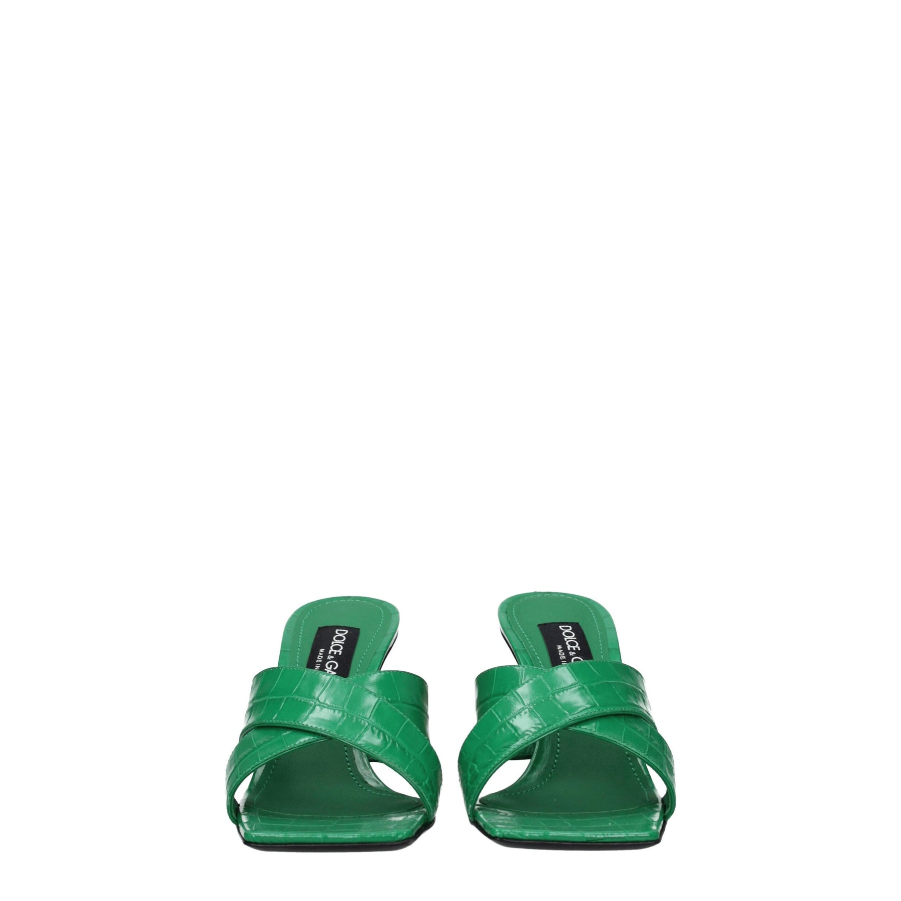 Dolce & Gabbana Green Leather Flat Sandals | Regal Royce