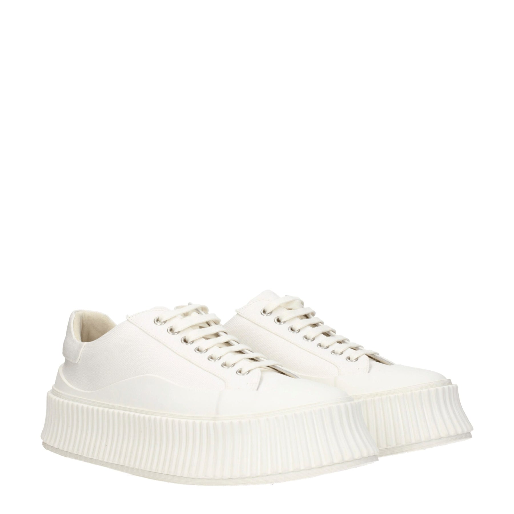 Jil Sander White Fabric Platform Sneakers | Regal Royce