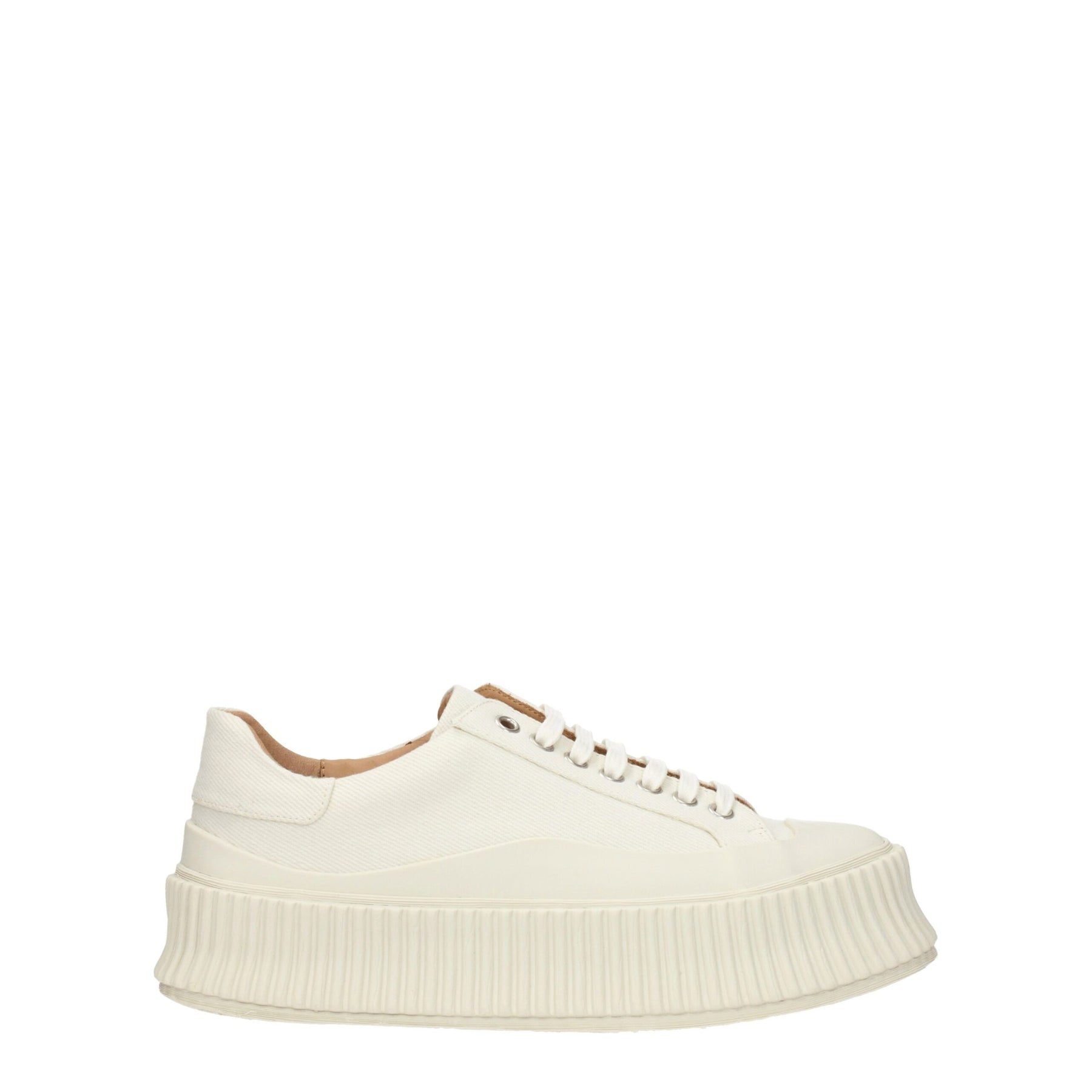Jil Sander White Fabric Platform Sneakers | Regal Royce