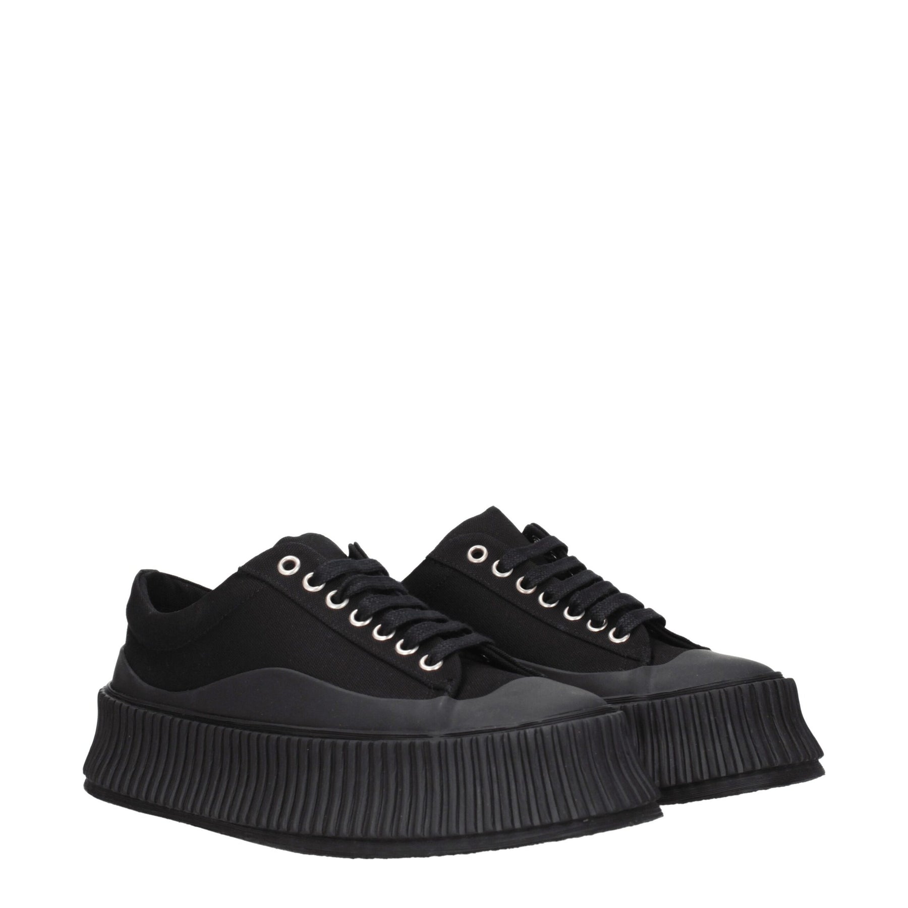 Jil Sander Black Fabric Chunky Sneakers | Regal Royce
