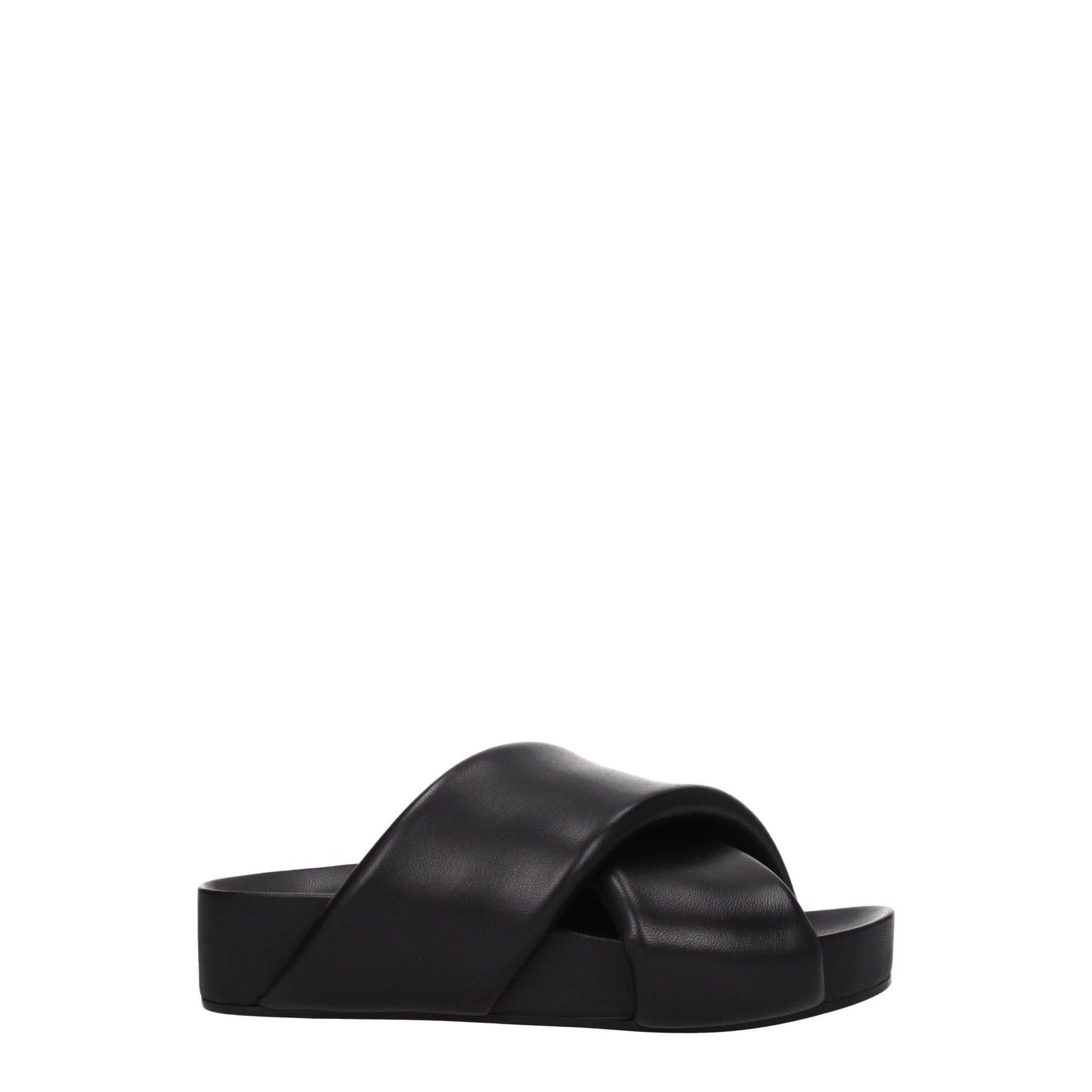 Jil Sander Black Leather Slippers