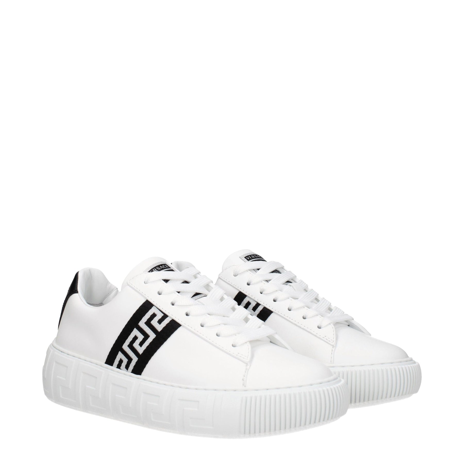 Versace White Leather Low Top Sneakers | Regal Royce