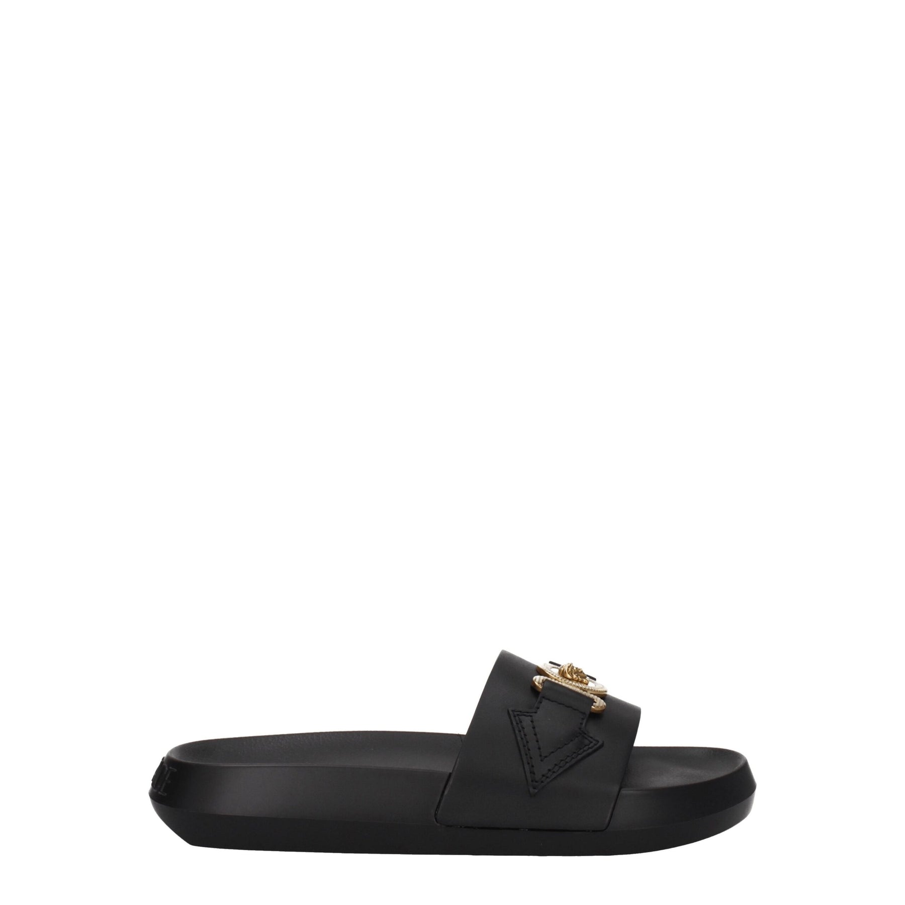 Versace Black Leather Slippers | Regal Royce