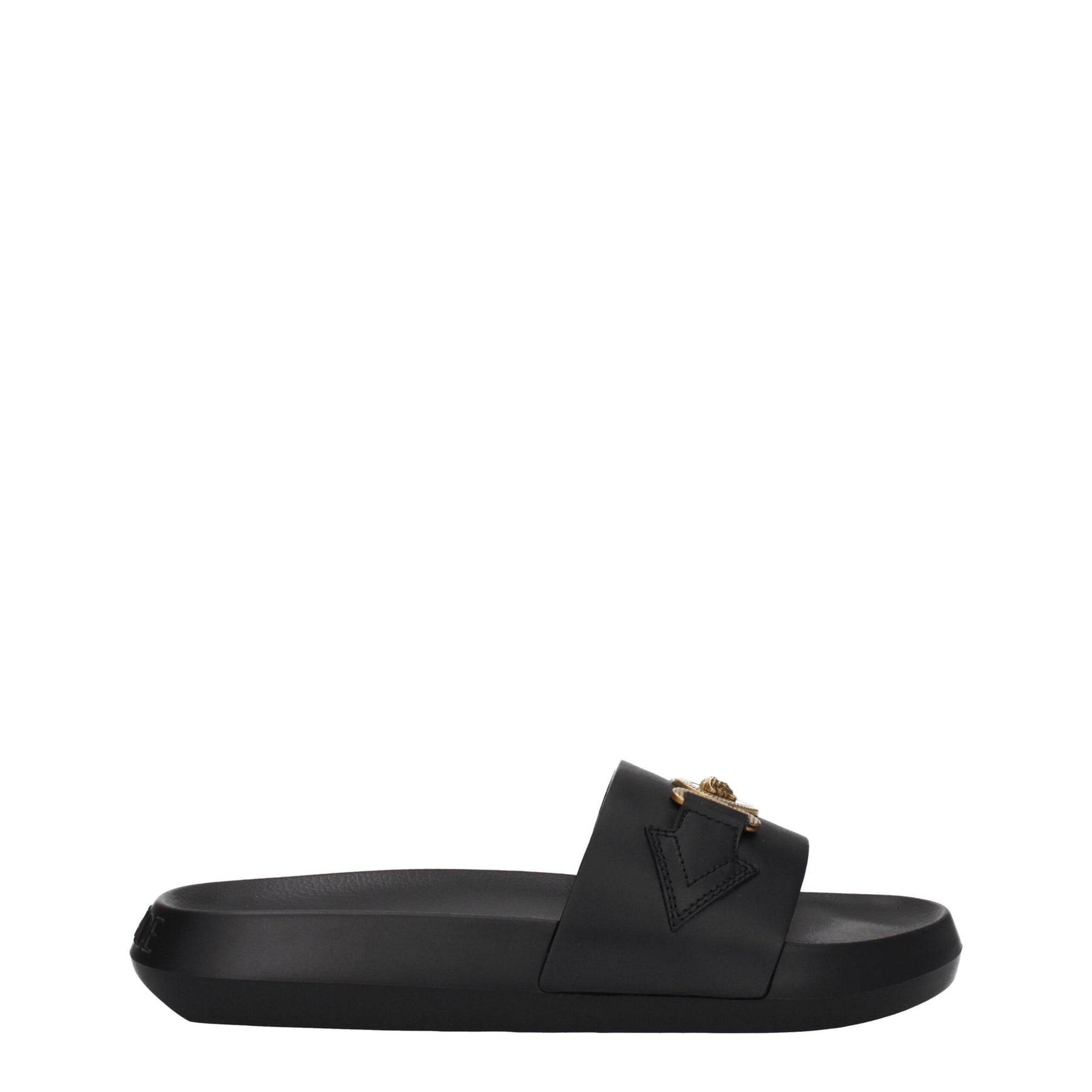 Versace Black Leather Slippers | Regal Royce
