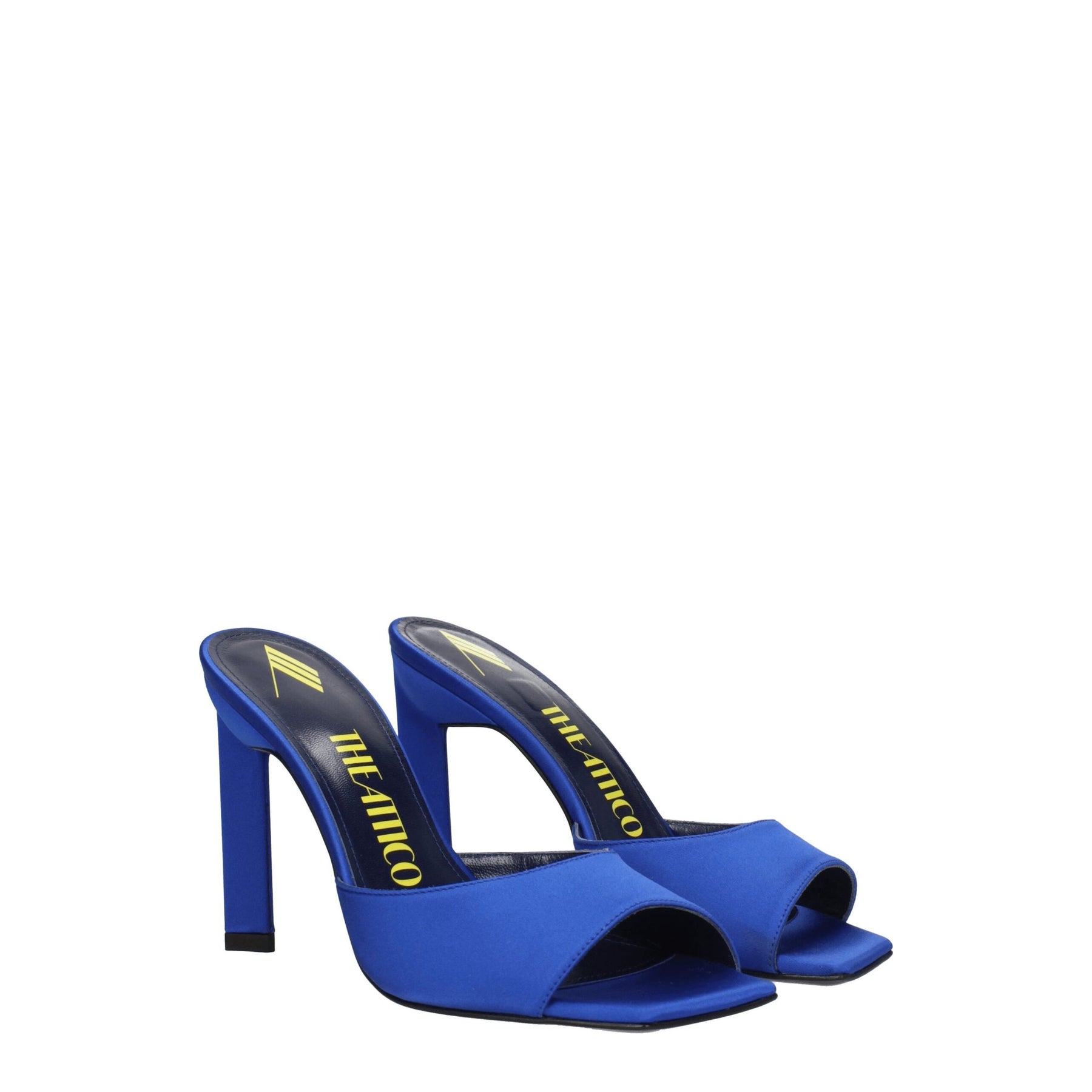 The Attico Blue Satin Stiletto Heel Sandals | Regal Royce