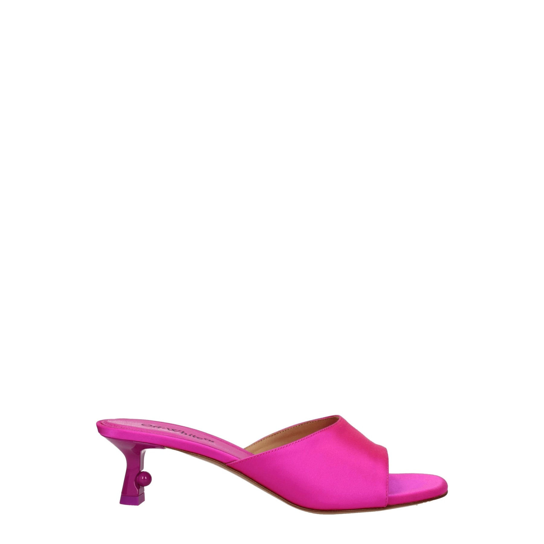 Off-White Pink Satin Stiletto Heel Sandals | Regal Royce