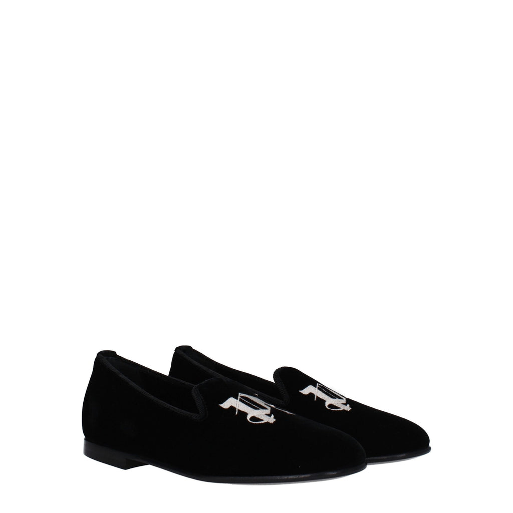 Palm Angels Black Velvet Slip-On Loafers