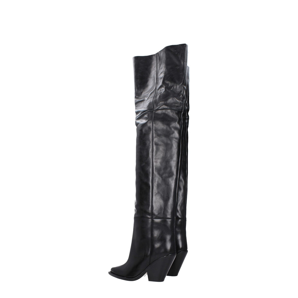 Isabel Marant Black Leather Over The Knee
