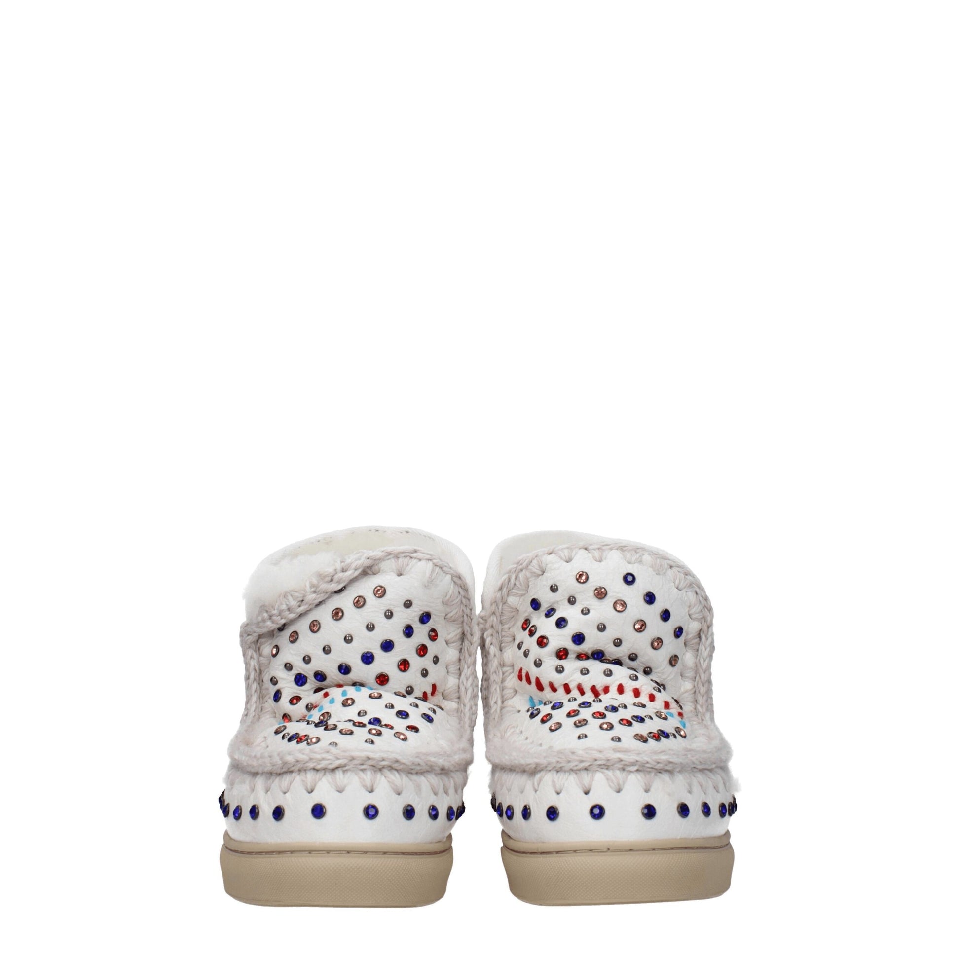 Mou White Leather Ankle Boots