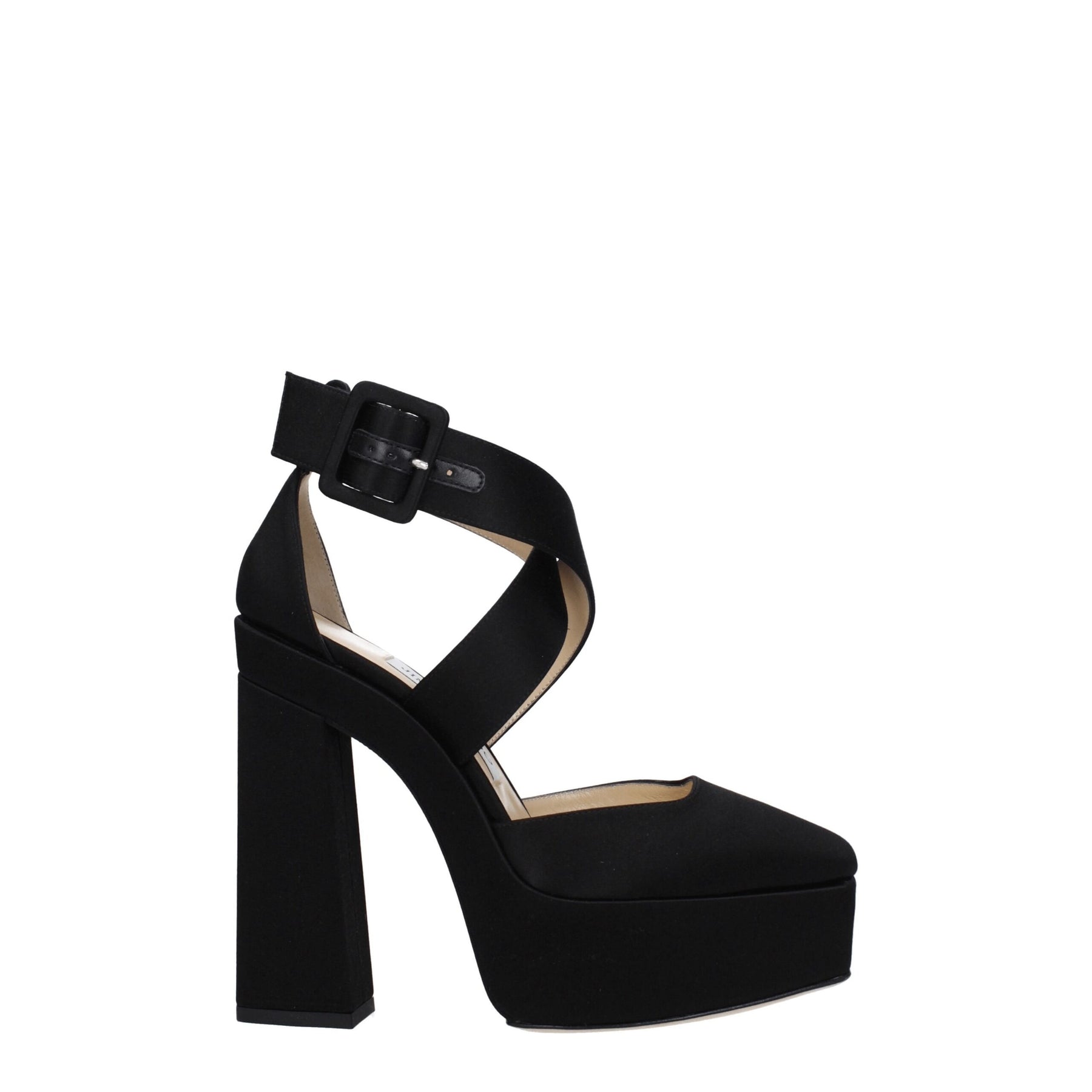Jimmy Choo Black Satin Platform Sandals | Regal Royce