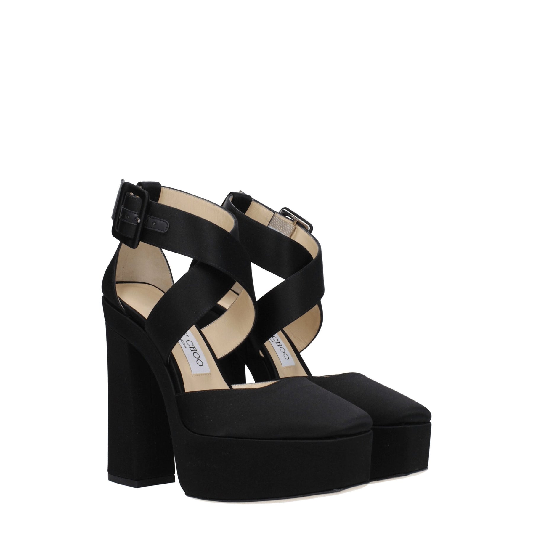 Jimmy Choo Black Satin Platform Sandals | Regal Royce