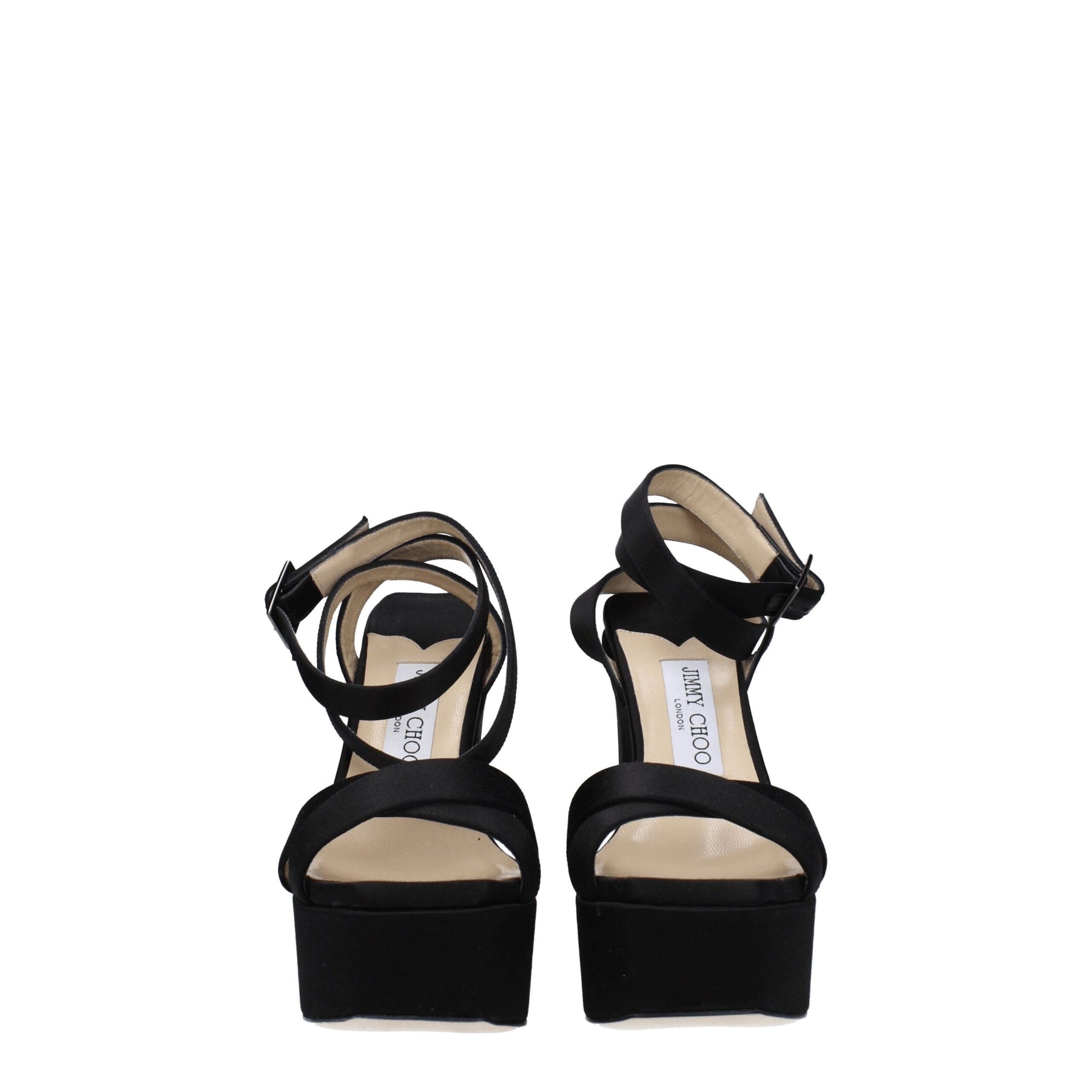 Jimmy Choo Black Satin Platform Sandals | Regal Royce
