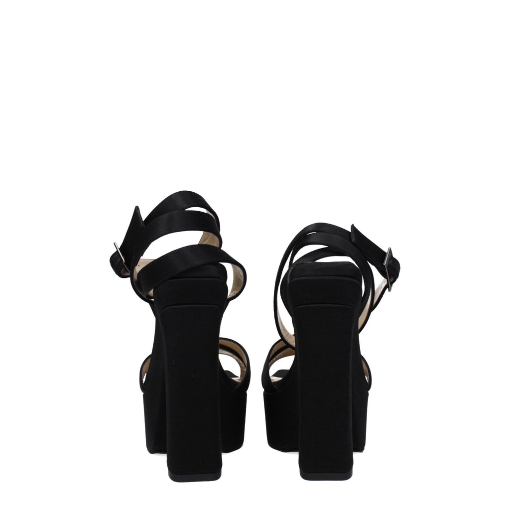 Jimmy Choo Black Satin Platform Sandals